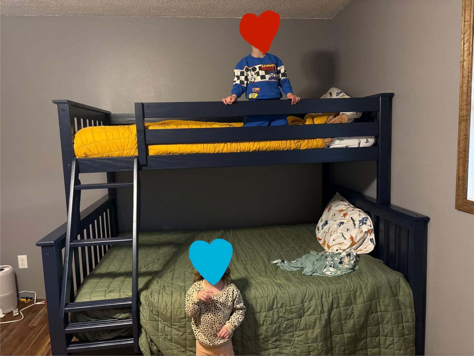 Max & Lily Classic Twin Over Full Bunk Bed, Blue | Climb with Confidence, Sturdiness Redefined, Hassle-Free Assembly, Space-Saving Design, Metal Support Bar, Anti-Slip Steps customer photo 2