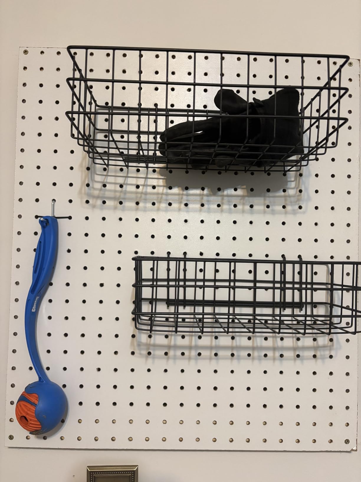 INCLY 4 Pack Pegboard Baskets Bins Set, Black Metal Pegboard Accessories | 4 Size Square Style, Metal Wire Basket, For Any Peg Board Organizing Tools, Workbench Garage Wall Storage customer photo 2