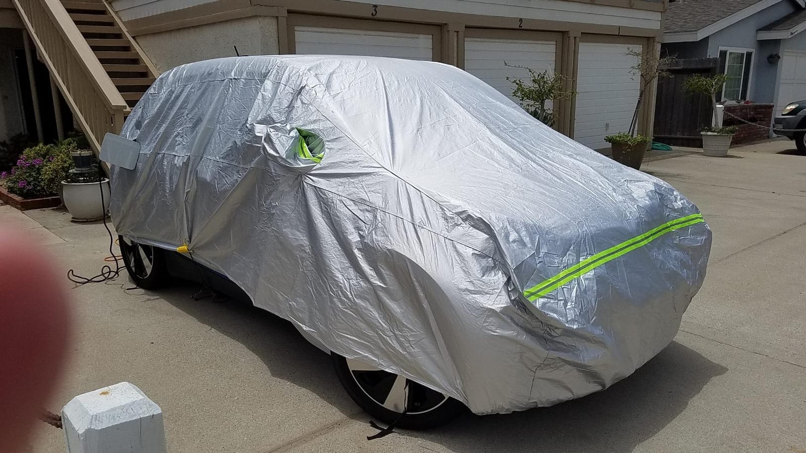 Favoto Car Cover Waterproof All Weather Windproof for SUV 188-198 Inches | UV Protection, Soft Cotton Lining, Driver Door Zipper, Reflective Strips and Storage Bag Included with Vehicle Fitment Silver customer photo 2