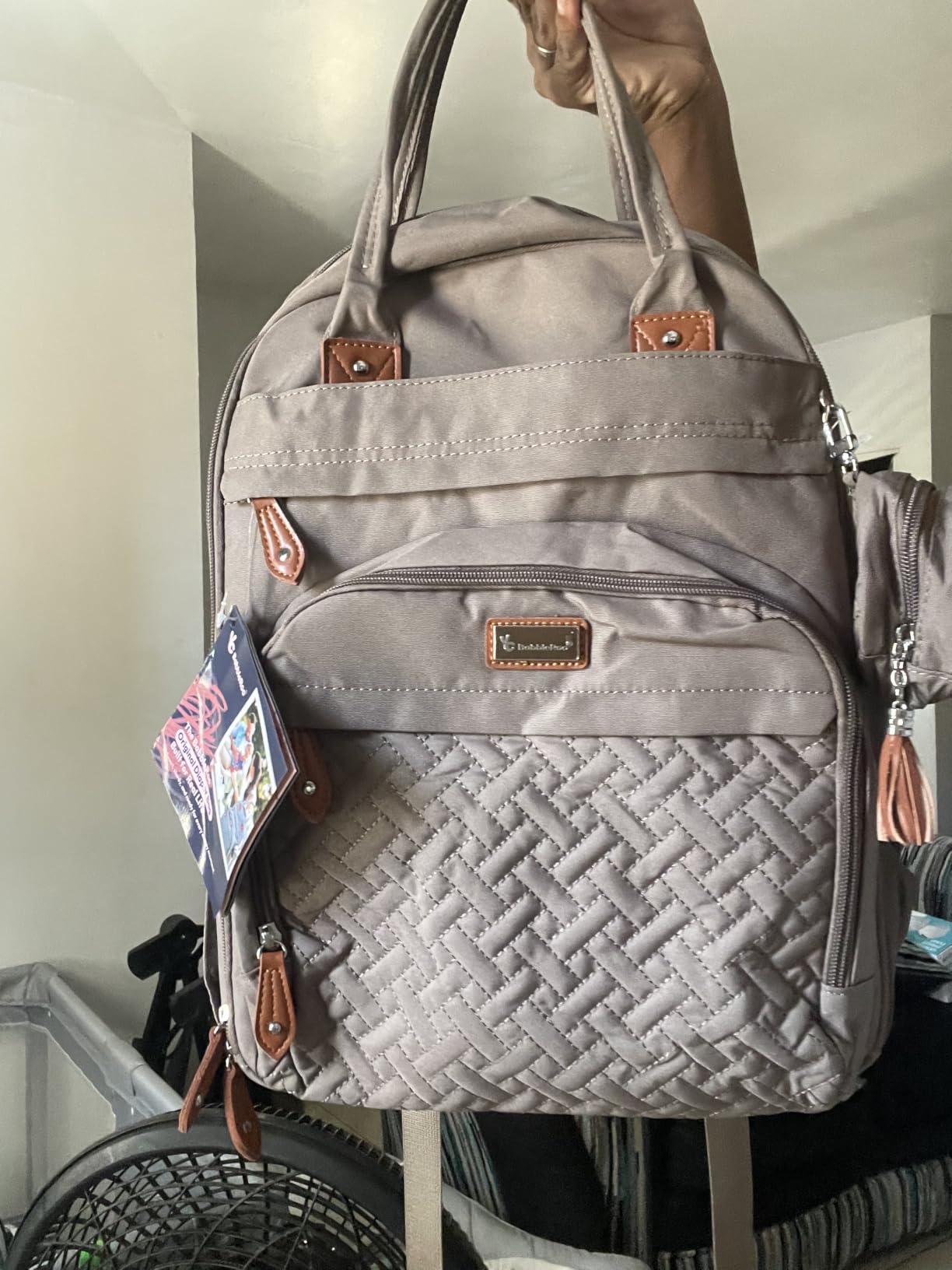 BabbleRoo Diaper Bag Backpack - Baby Essentials Travel Tote - Multi Function Water Resistant Diaper Bag, Travel Essentials Baby Bag with Changing Pad, Stroller Straps & Pacifier Case - Dark Gray customer photo 2