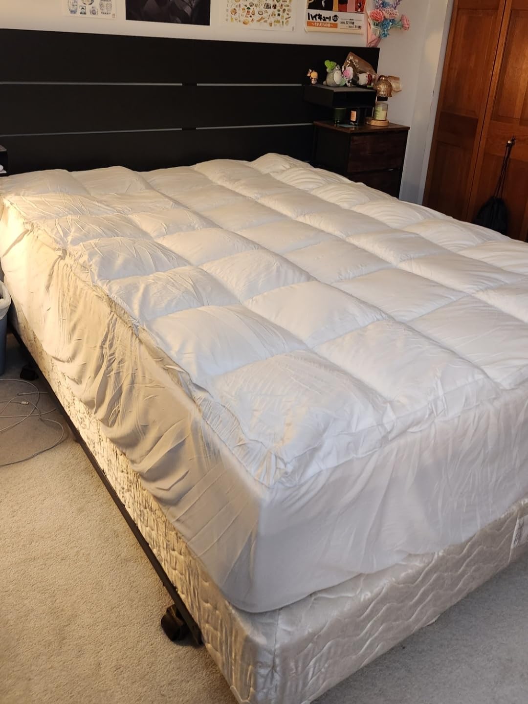 COONP Queen Mattress Topper, Cotton Extra Thick Pillow Top Mattress Pad, 100% Cotton Top Bed Topper Protector, Cooling Mattress Cover for Back Pain, Soft Breathable for Hot Sleeper, White customer photo 2