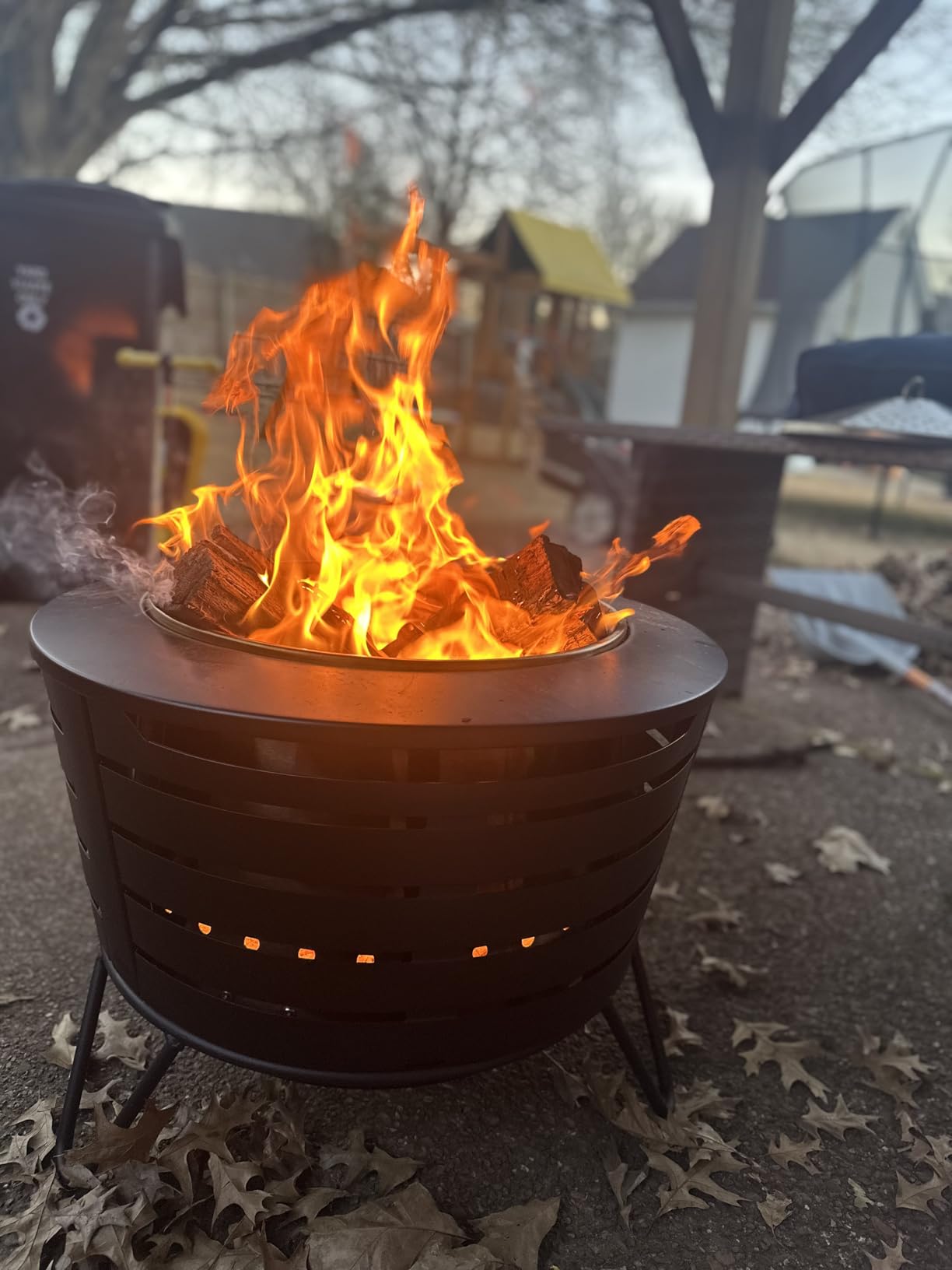 TIKI Patio Smokeless Fire Pit, 25 in Wood Burning Fire Pit with Cover | Black, Stainless Steel, Removable Ash Pan, Stand Included customer photo 2