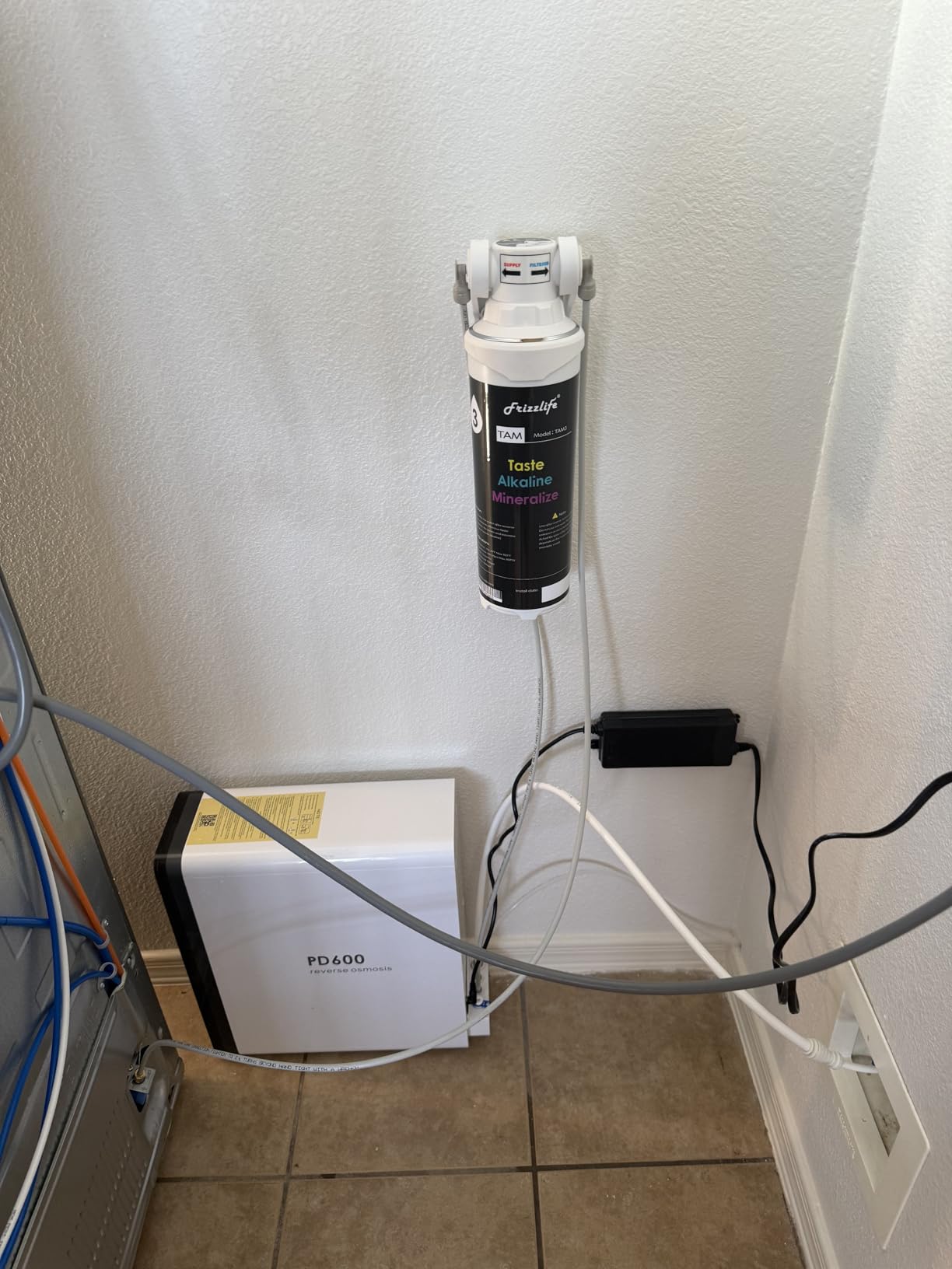 Frizzlife Reverse Osmosis Water Filter - Alkaline Mineral pH+, NSF/ANSI 58&53&42&372 Standard, 600GPD Tankless RO System, Under Sink, 2:1 Pure to Drain, Reduce FPAS/PFOA, PD600-TAM3 customer photo 1