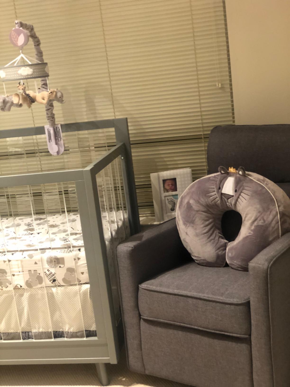 DaVinci Gabby Glider Recliner Nursery Chair w/ 360° Swivel - Misty Grey | High Pillowback Glider Rocking Chair - GREENGUARD Gold & FSC Certified customer photo 2