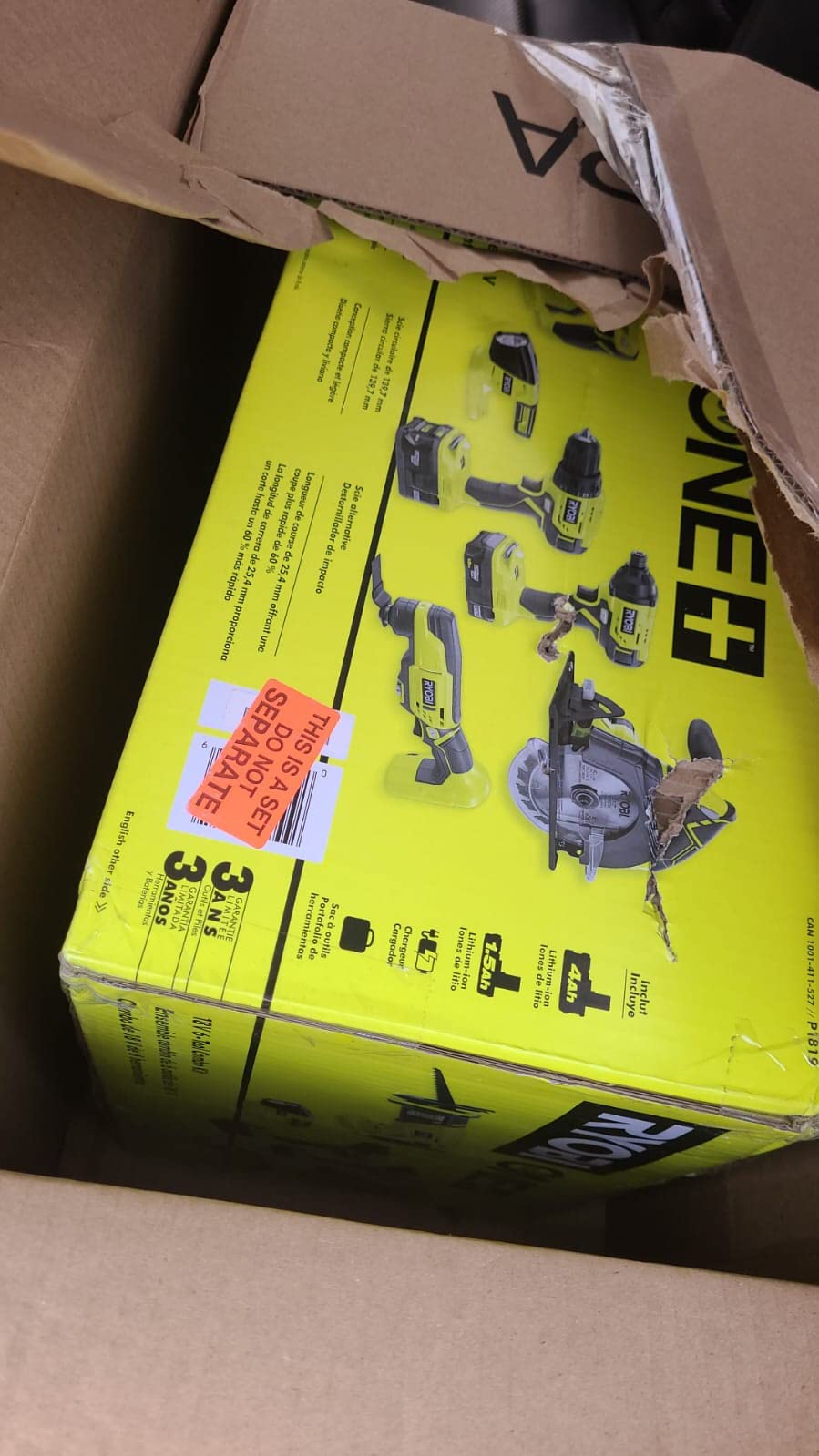 RYOBI P1819 18V One+ Lithium Ion Combo Kit (6 Tools: Drill/Driver, Impact Driver, Reciprocating Saw, Circular Saw, Multi-Tool, LED Worklight, 4.0 Ah & 1.5 Ah Battery, Charger, Bag) customer photo 2
