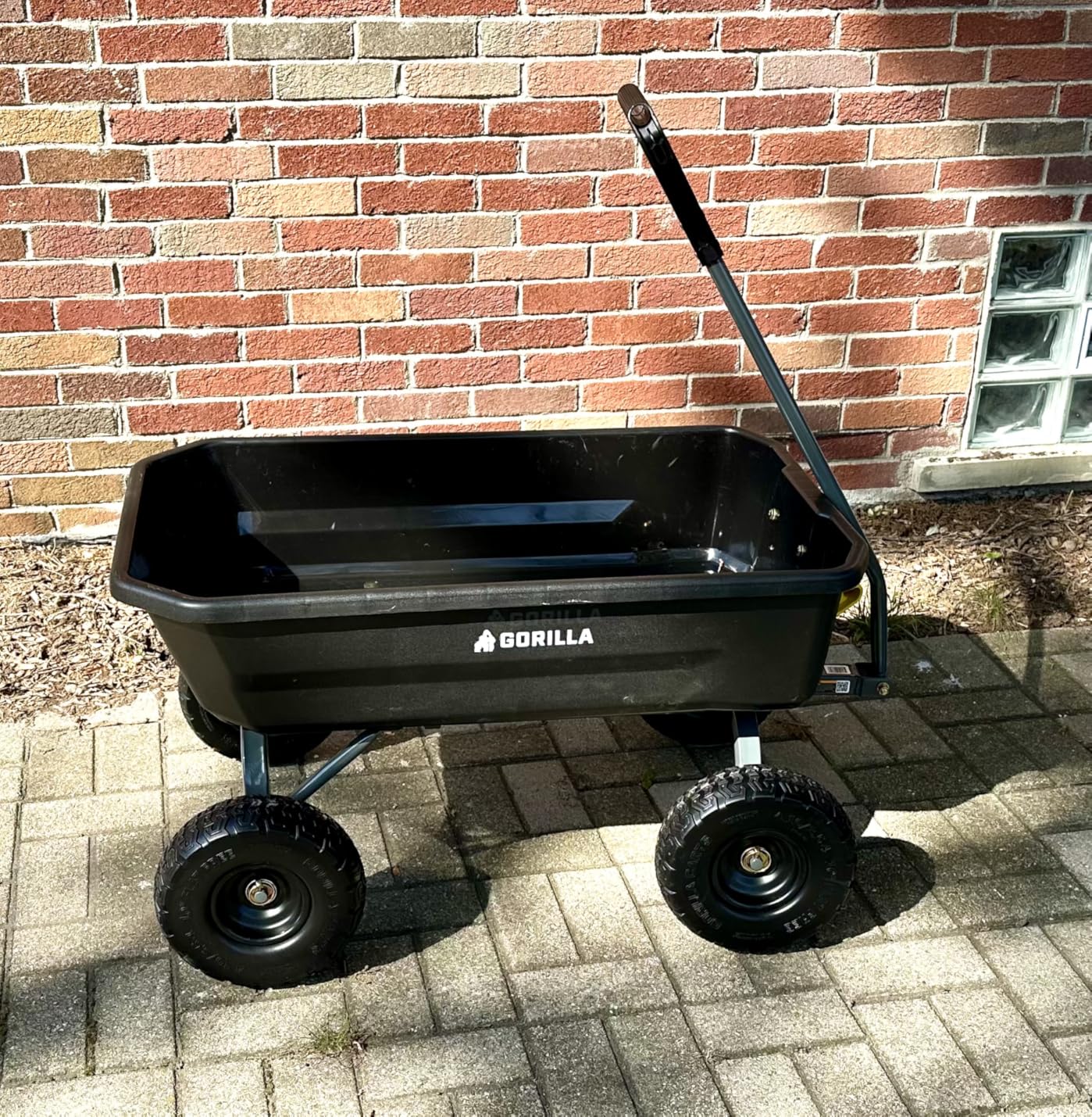 Gorilla Carts Dump Garden Cart, 4 Cu Ft, 600 lb Capacity, No-Flat Tires | Poly dump cart with flat-free tires for homeowners and weekend gardeners hauling mulch, soil and leaves around smaller yards. customer photo 2