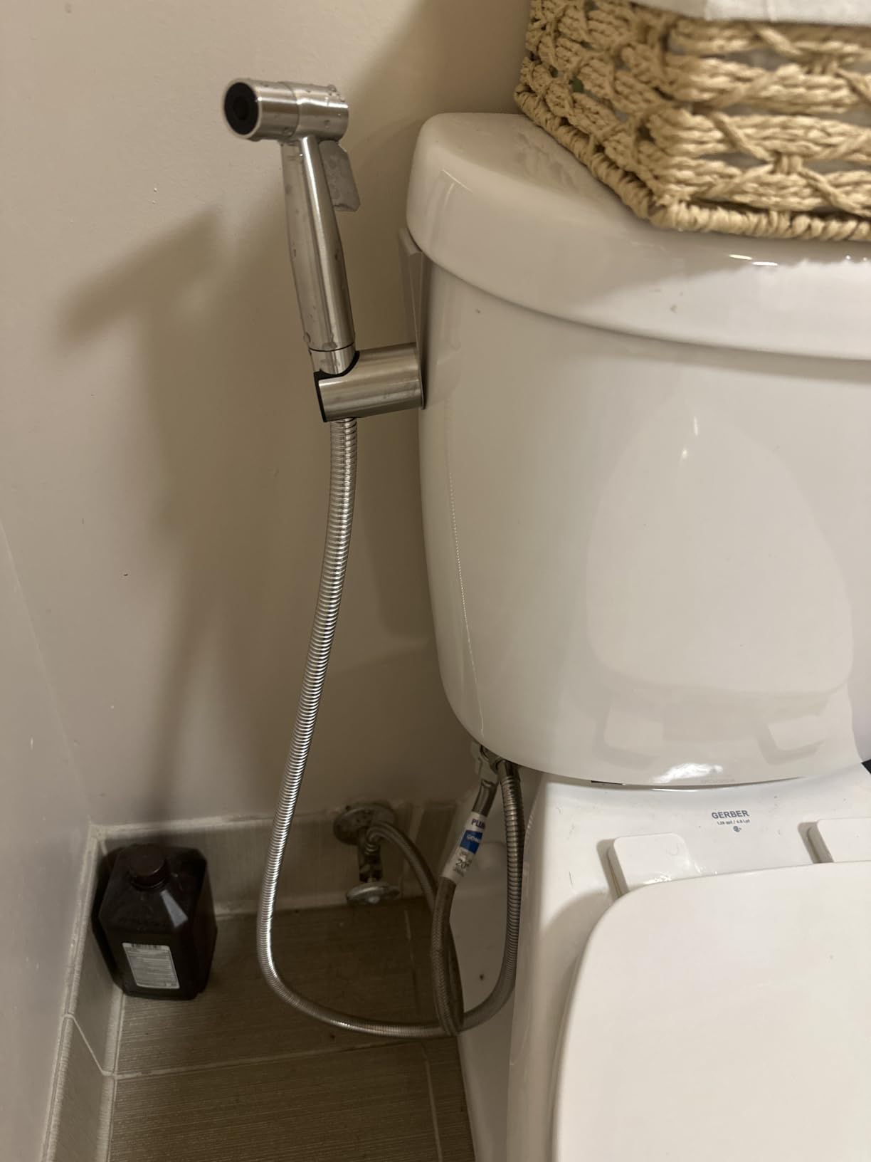 Arofa Handheld Bidet Sprayer, Bidet Attachment for Toilet, Brushed Nickel | Adjustable Water Flow, Leak-Free Hose, 7/8