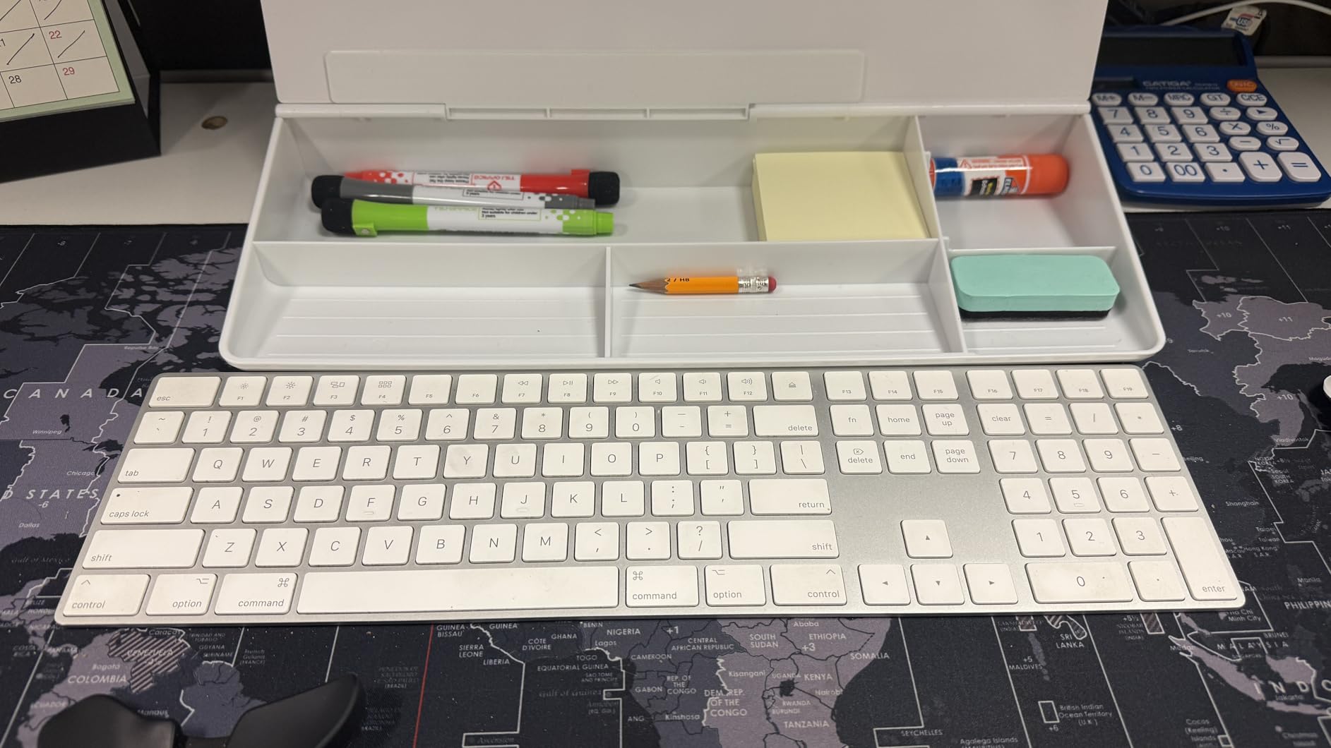 Small Desktop Whiteboard -Glass Dry Erase Board Computer Keyboard Stand White Board Surface Pad with Drawer, Desk Organizers with Accessories for Office, Home, School Supplies - White customer photo 1