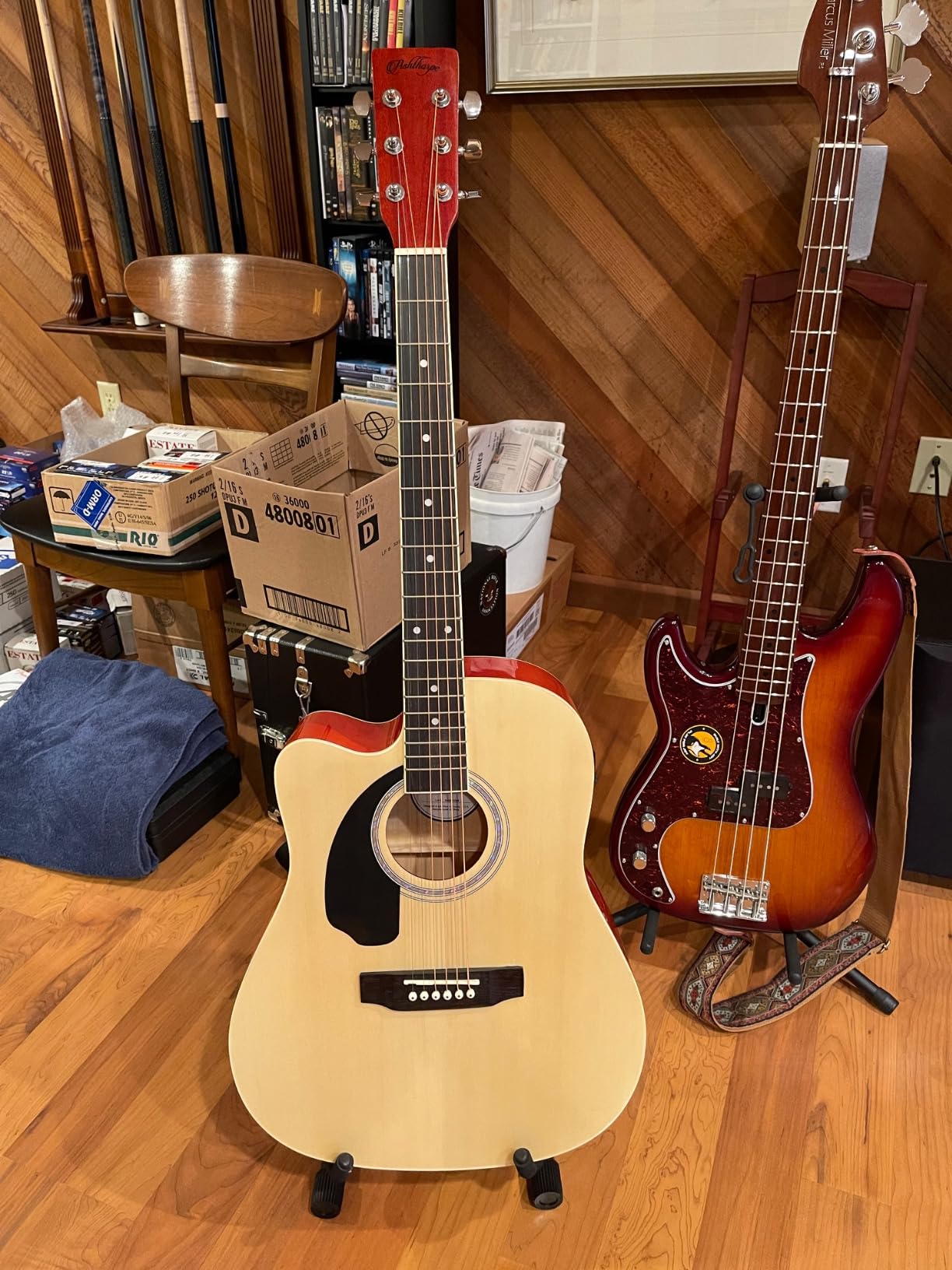 Ashthorpe Full-Size Left-Handed Dreadnought Cutaway Acoustic-Electric Guitar Bundle - Premium Tonewoods - Natural customer photo 1