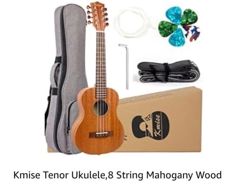 Kmise Tenor Ukulele, 8 String Mahogany Wood Musical Instrument for Professionals with Ukelele Picks Gig Bag Strap Replacement Strings customer photo 1