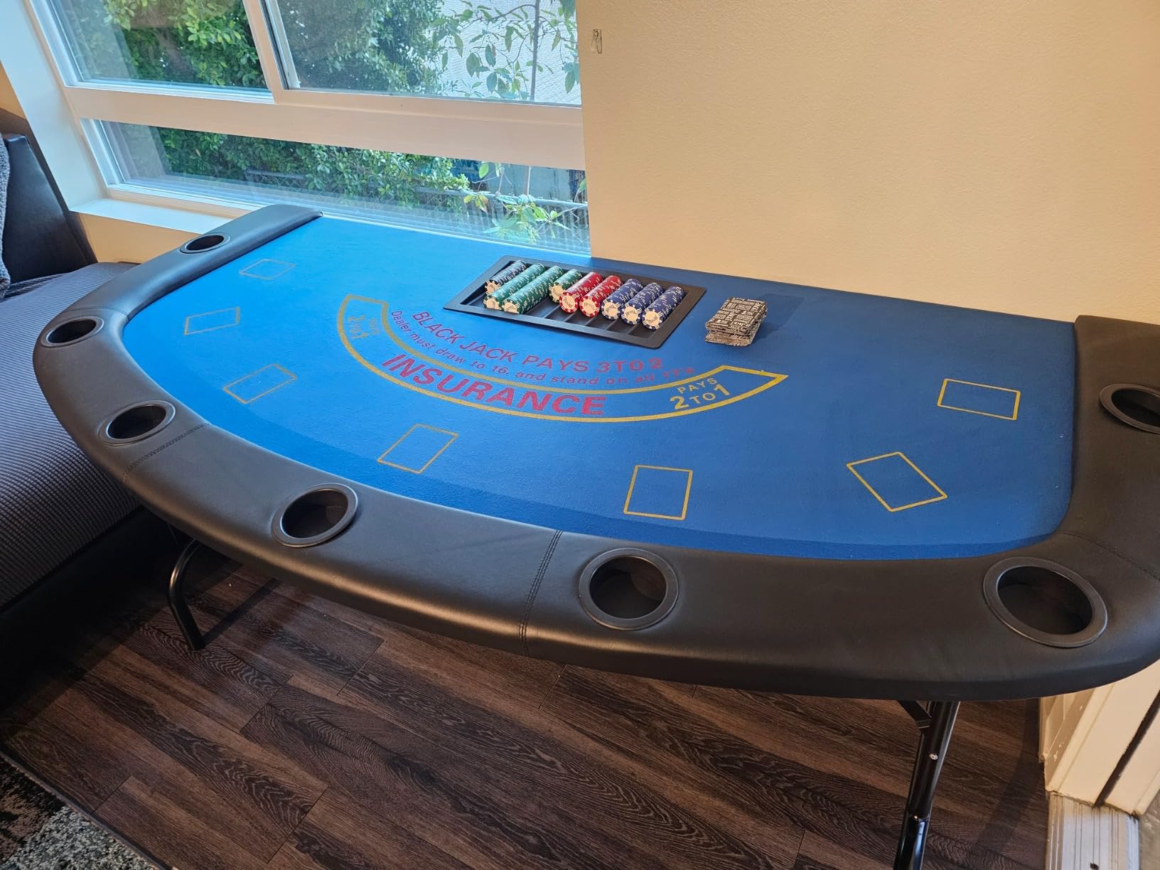 Soozier Poker Table Foldable Blackjack Table for 7 Players 72