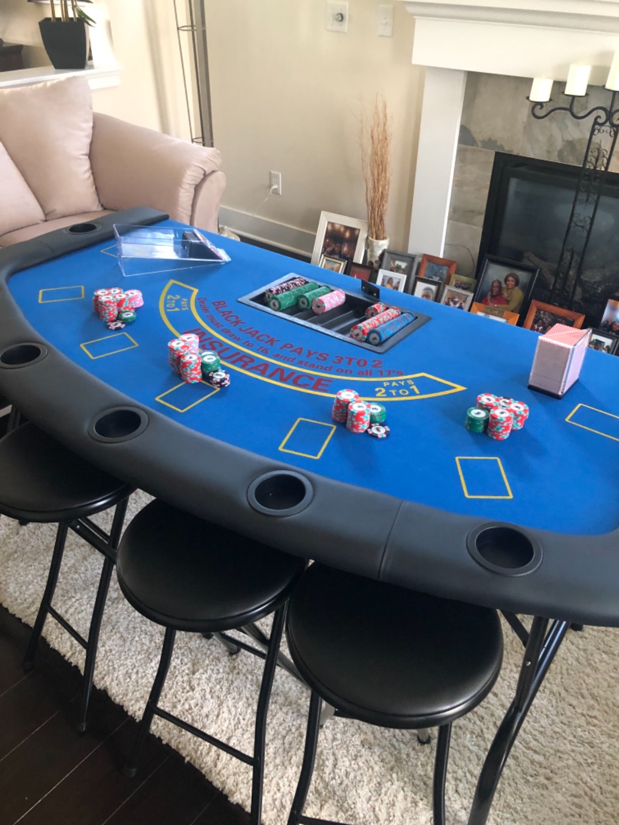Soozier Poker Table Foldable Blackjack Table for 7 Players 72