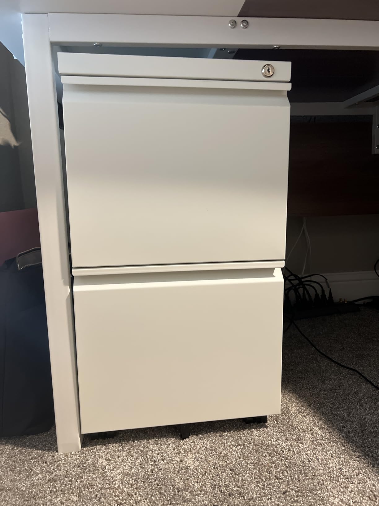 DEVAISE 2 Drawer File Cabinet with Lock, Fully Assembled Except Casters, Metal Filing Cabinet with Wheels for Home Office, Under Desk Cabinet for Letter/Legal/A4 Size Files, White customer photo 1