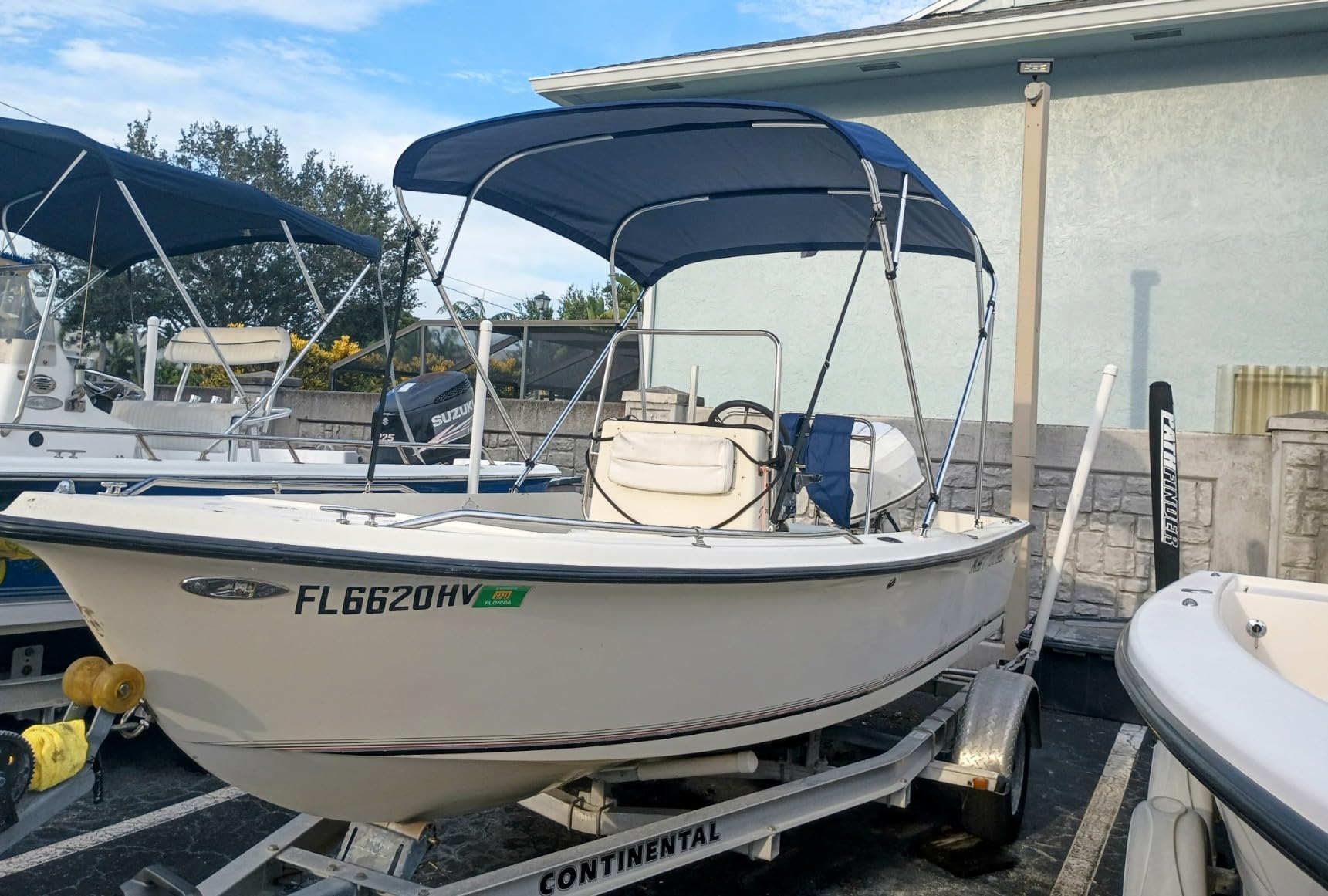 Seamander 4 Bow Bimini Top Boat Sun Shade Cover, 8'L 54