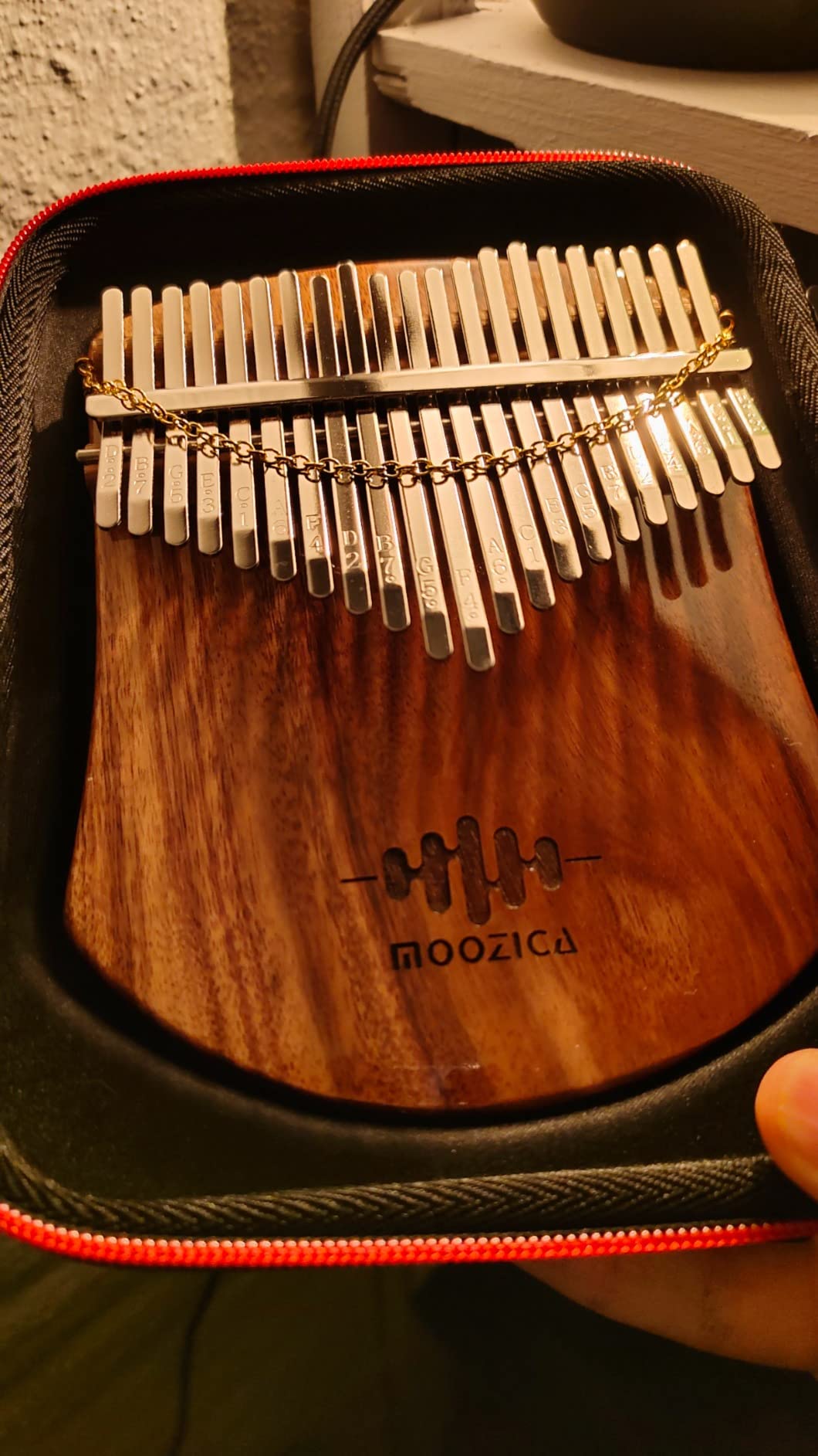 MOOZICA 21 Keys Solid Koa Kalimba Thumb Piano, Single Solid Wood Flat-board Professional Kalimba Marimba with Learning Instruction and High Performance Carrying Case (Acacia Koa, 21-Key) customer photo 1