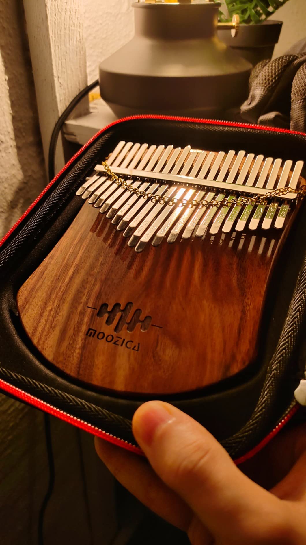 MOOZICA 21 Keys Solid Koa Kalimba Thumb Piano, Single Solid Wood Flat-board Professional Kalimba Marimba with Learning Instruction and High Performance Carrying Case (Acacia Koa, 21-Key) customer photo 2
