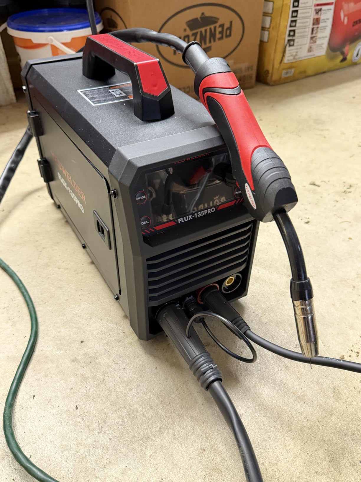 YESWELDER 135A MIG Welder, 110V Flux Core Gasless MIG/Lift TIG/Stick 3-in-1 Synergic Control LED Display Welding Machine, Bonus Flux Core Wire customer photo 1