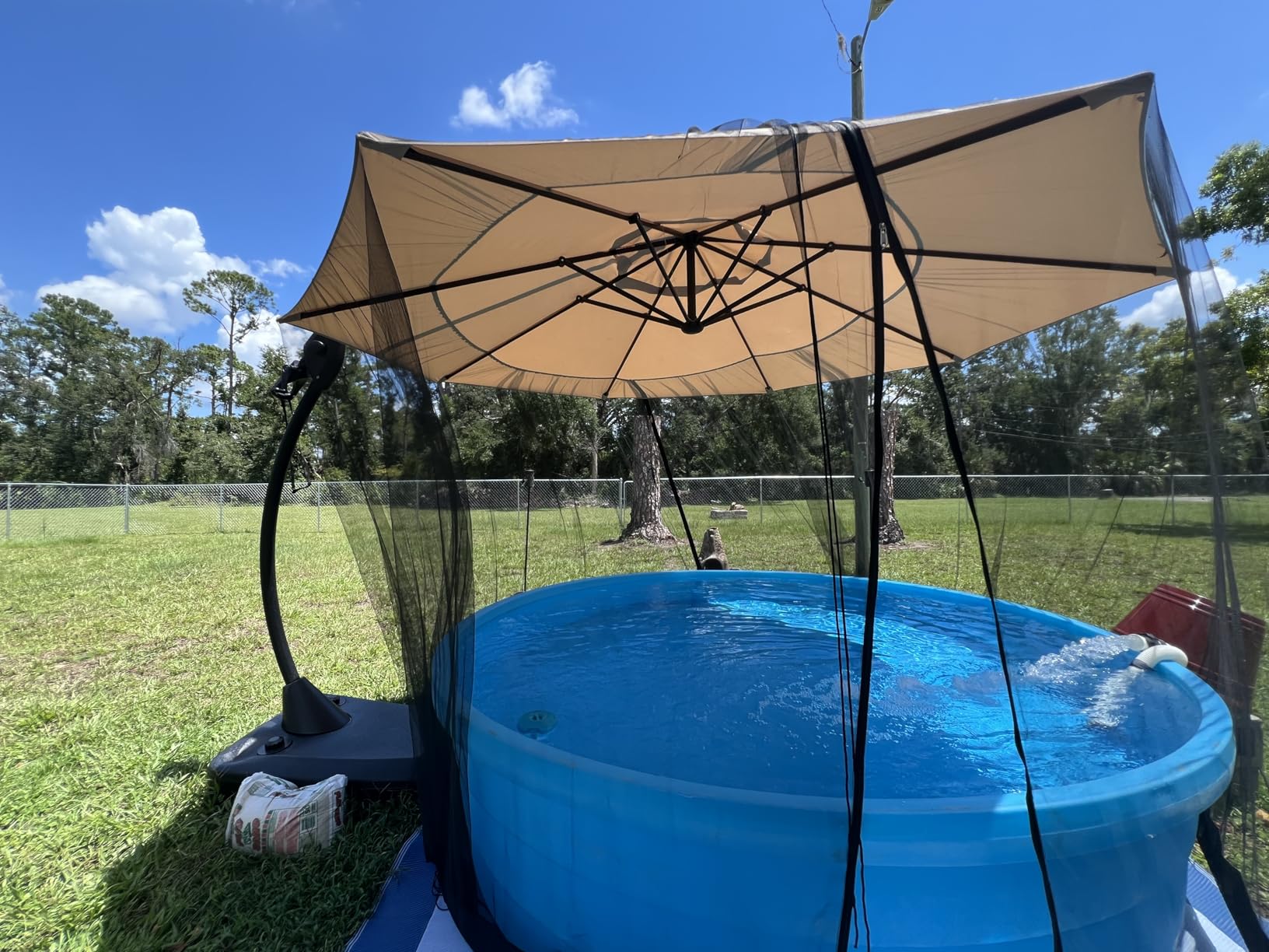 Grand patio 11FT Cantilever Round Umbrella with Base, Champagne | 11FT Large Outdoor Hanging Offset Umbrella, Aluminum Pole, Tilt Adjustment, Ideal for Patio, Garden, Backyard & Pool customer photo 1