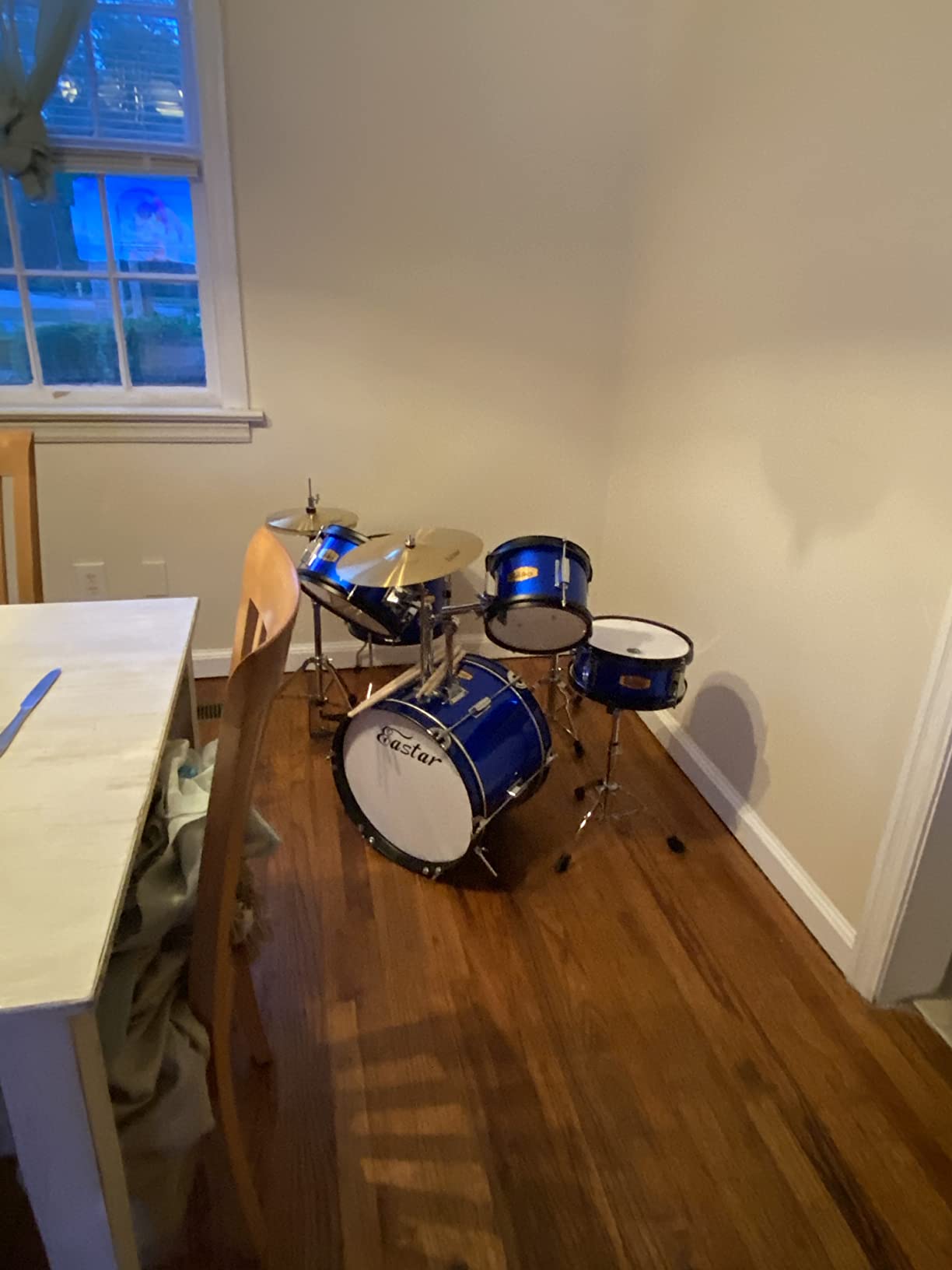 Eastar Drum Set for Kids - 16 inch 5-Piece Drum Kit for Beginners with Adjustable Throne and Cymbal, Pedal & Drumsticks, Metallic Blue (EDS-350MBE) customer photo 1