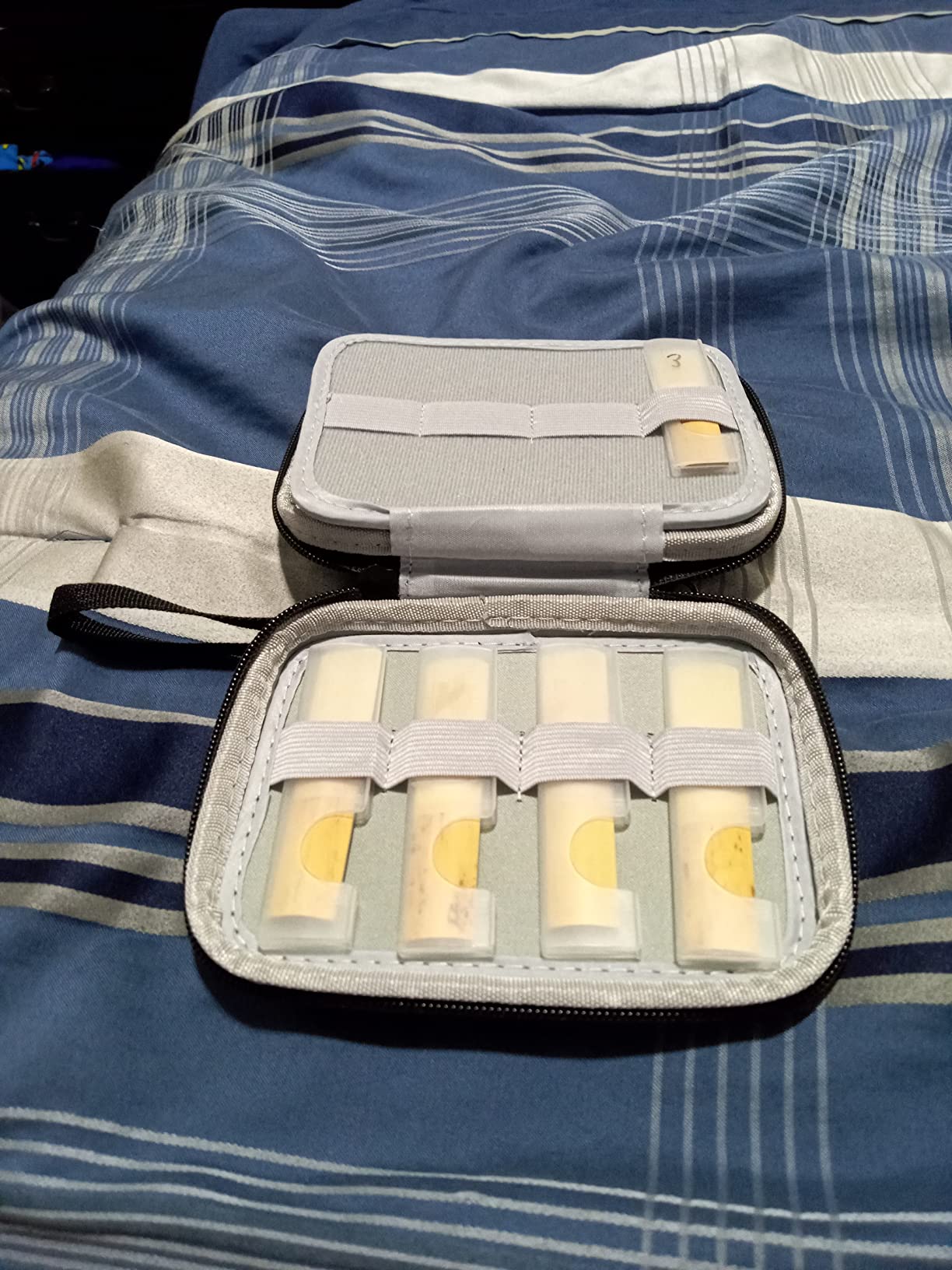 GWCASE Reed Case for 12 Saxophone & Clarinet Reeds | EVA holder with space for a humidity pack, organized storage for reeds, Box Only, Grey Inner customer photo 2