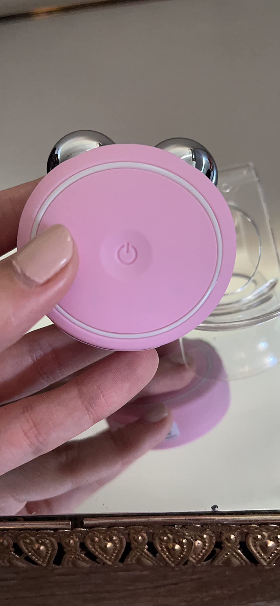 FOREO BEAR Mini Microcurrent Facial Device - Pearl Pink | Face Sculpting Tool, Firm & Contour, Reduce Double Chin, Non-Invasive, Increases Absorption of Facial Skin Care Products, FDA Cleared customer photo 1