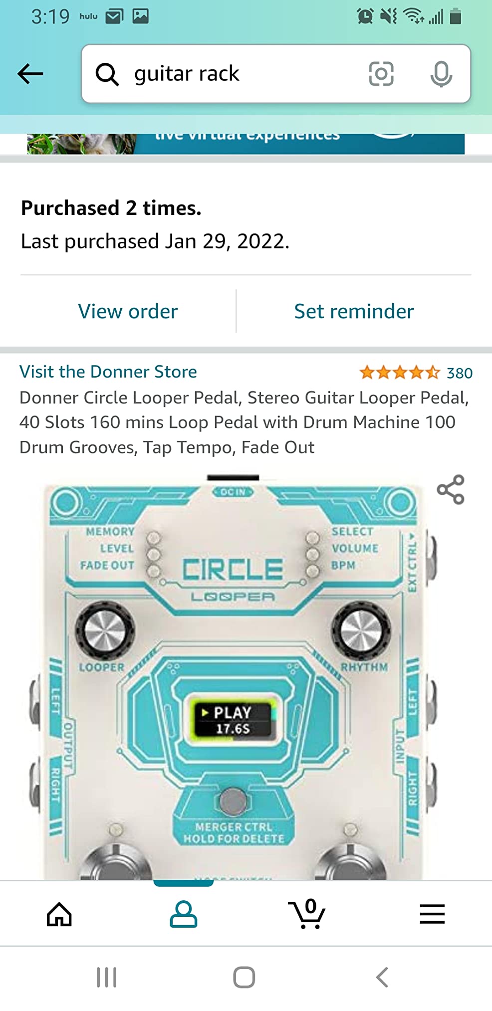 Donner Circle Looper Pedal Drum Machine, 2 in 1 Drum Looper Stereo Guitar Loop Pedals, 40 Slots 160 mins Loop with 110 Drum Grooves, Tap Tempo, Fade Out customer photo 2