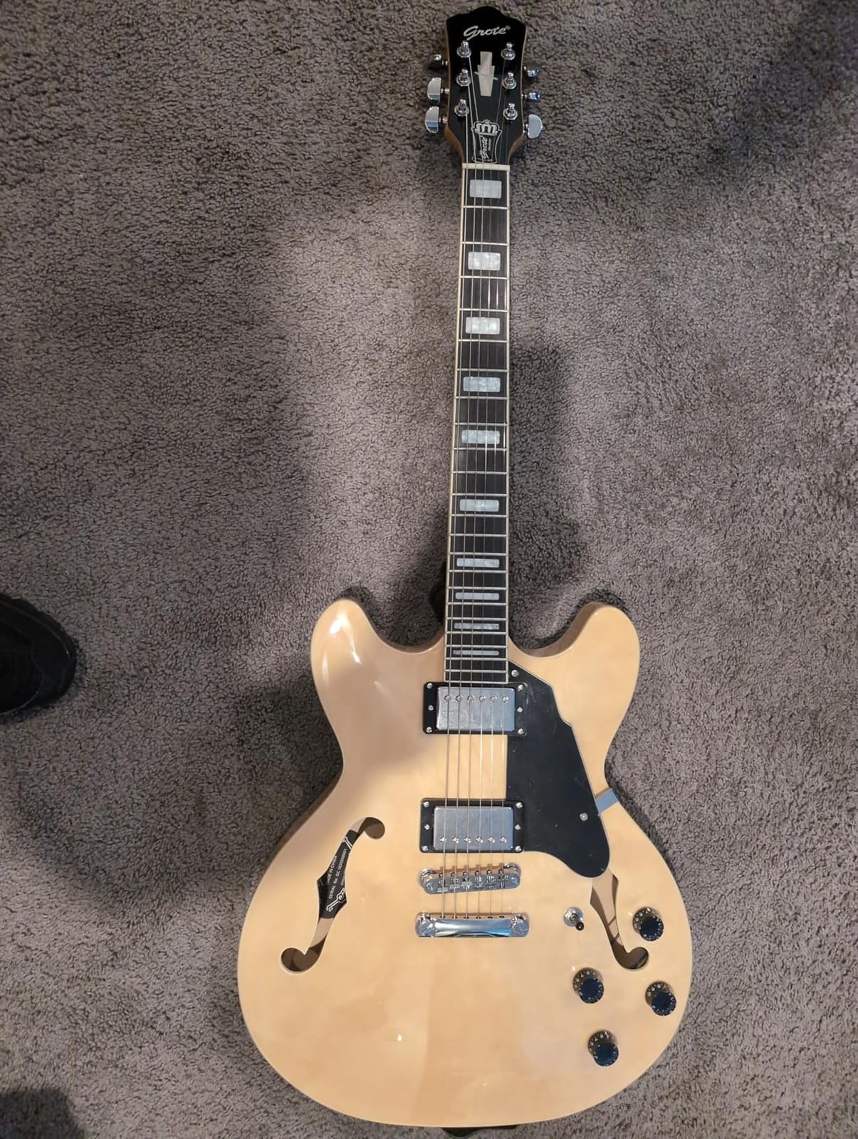 Grote Full Scale Electric Guitar Semi-Hollow Body Guitar Stainless Steel Frets (Vintage Sunburst) customer photo 1