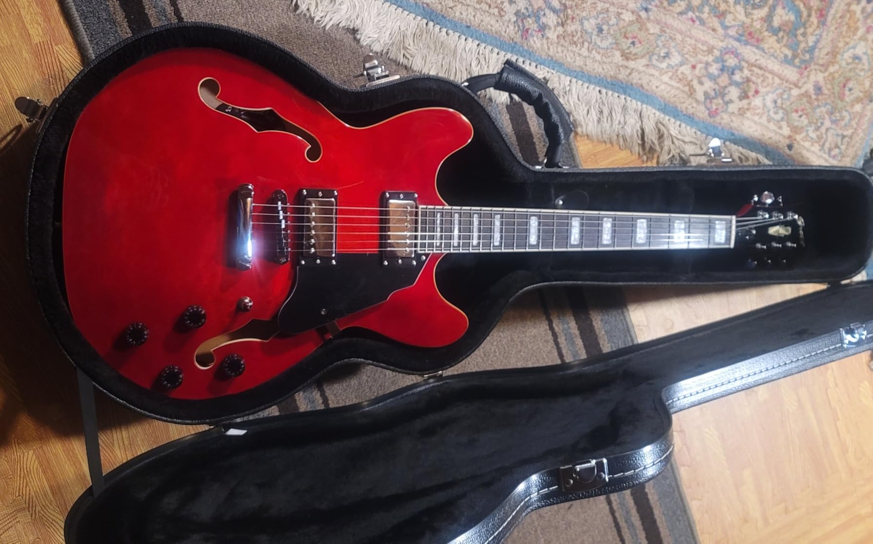 Grote Full Scale Electric Guitar Semi-Hollow Body Guitar Stainless Steel Frets (Vintage Sunburst) customer photo 2