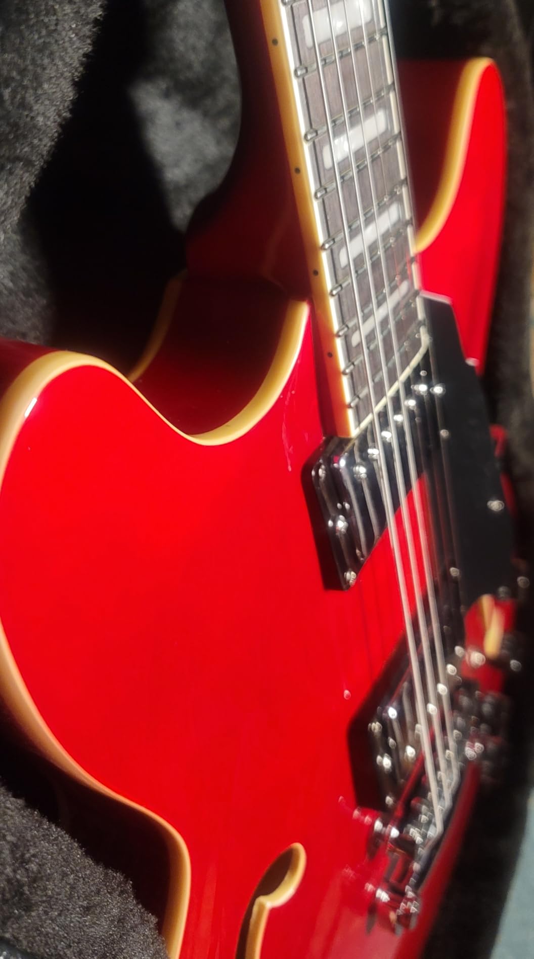 Grote Full Scale Electric Guitar Semi-Hollow Body Guitar Stainless Steel Frets(Red) customer photo 2