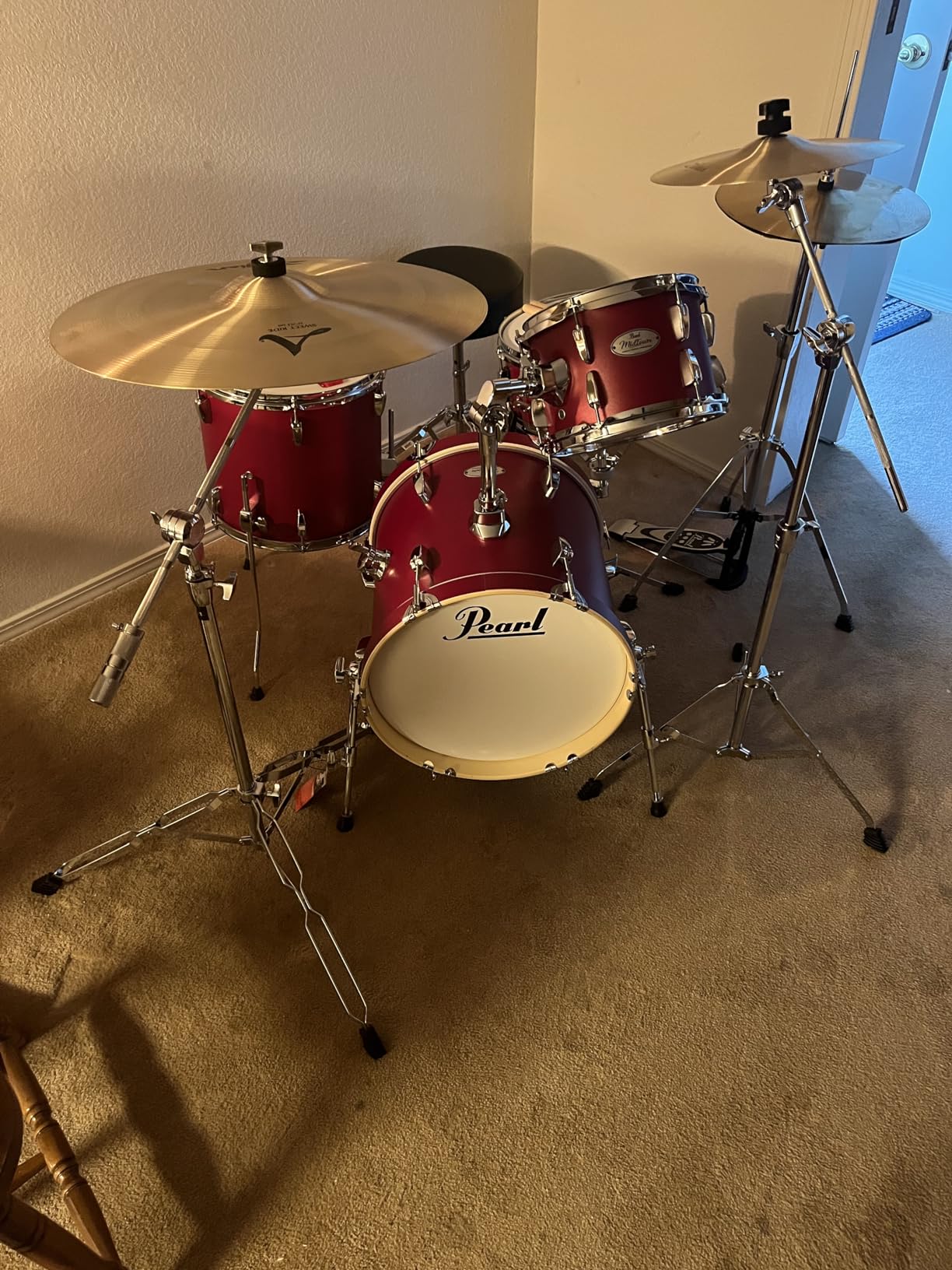 GRIFFIN 4 Piece Drum Hardware Pack (Percussion TiltPro X Edition) - Cymbal Boom & Straight Stand, Hi-Hat Pedal & Snare Mount - Lightweight Set for Gigs customer photo 1