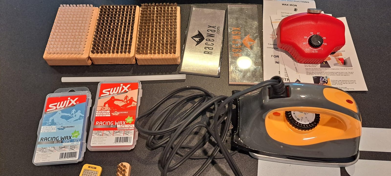 RaceWax Elite Ski and Snowboard Tuning and Waxing Kit - Complete with Waxing Iron, Angled Edge Tuner, Universal Temperature Wax, Edge Tools, Base Repair Tools, and Cordura Travel Bag - (PC-7909) customer photo 2