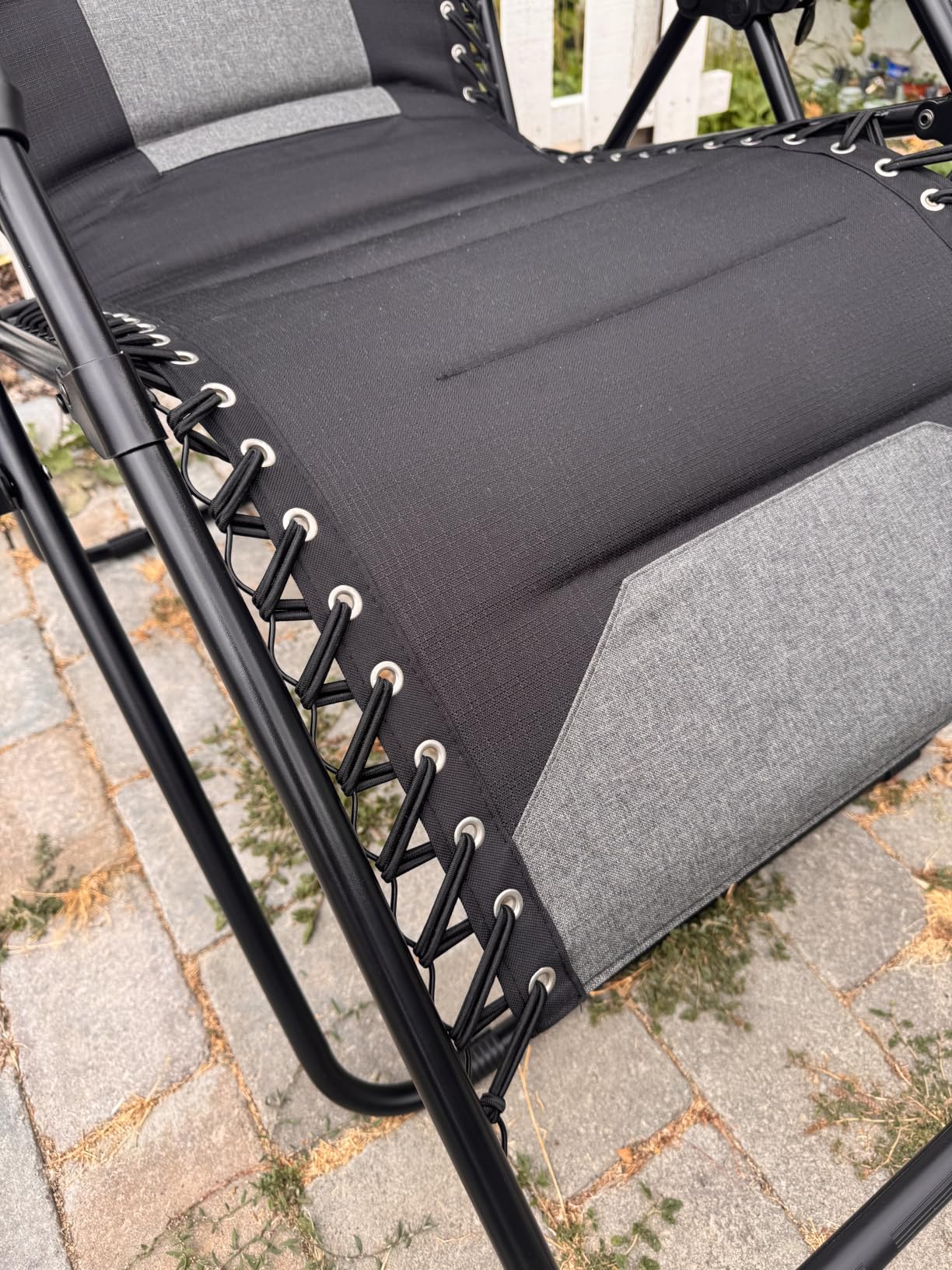 PHI VILLA XXL Padded Zero Gravity Chair, Cup Holder, Black | Foldable Patio Recliner, 30