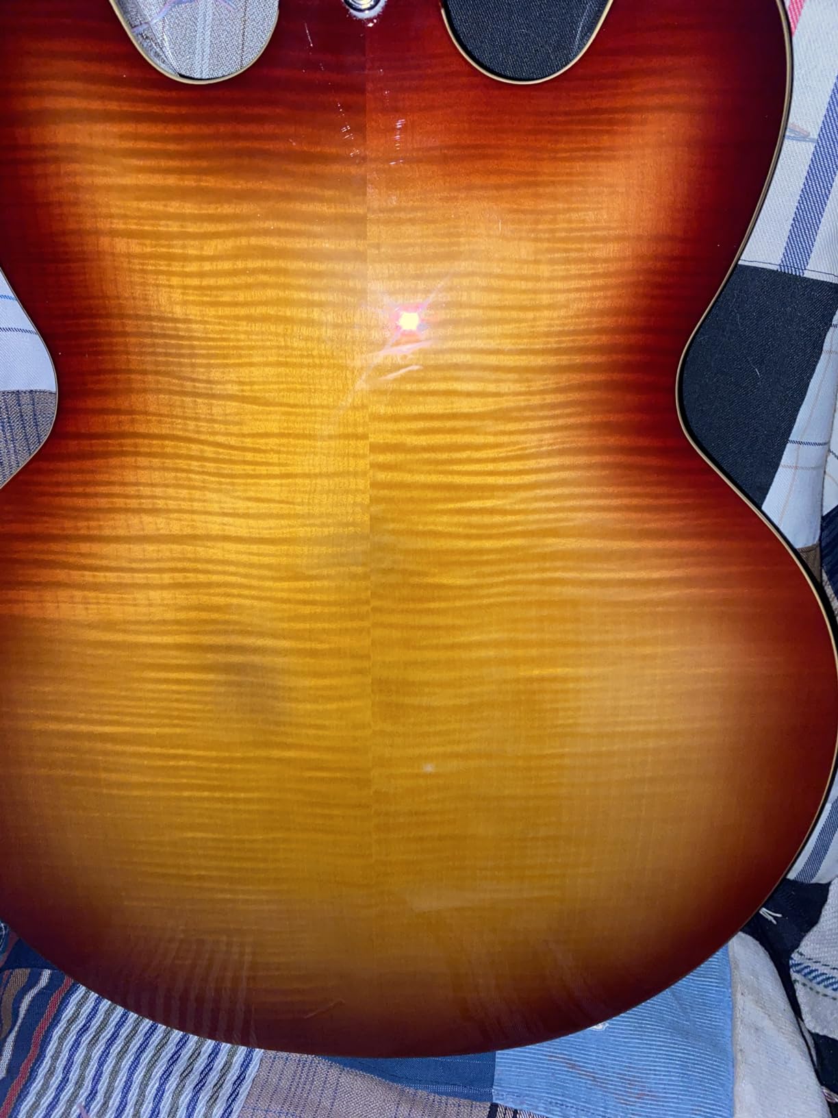 Epiphone ES335 Figured Top Semi Hollowbody Electric Guitar, Raspberry Tea Burst customer photo 2