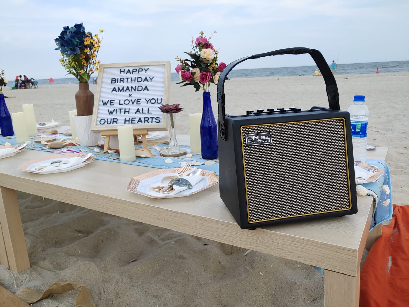 Acoustic Guitar Amplifier, 30 Watt Bluetooth Speaker Rechargeable Portable Acoustic Guitar Amp with Reverb Chorus Effect,3 Inputs, Black customer photo 2