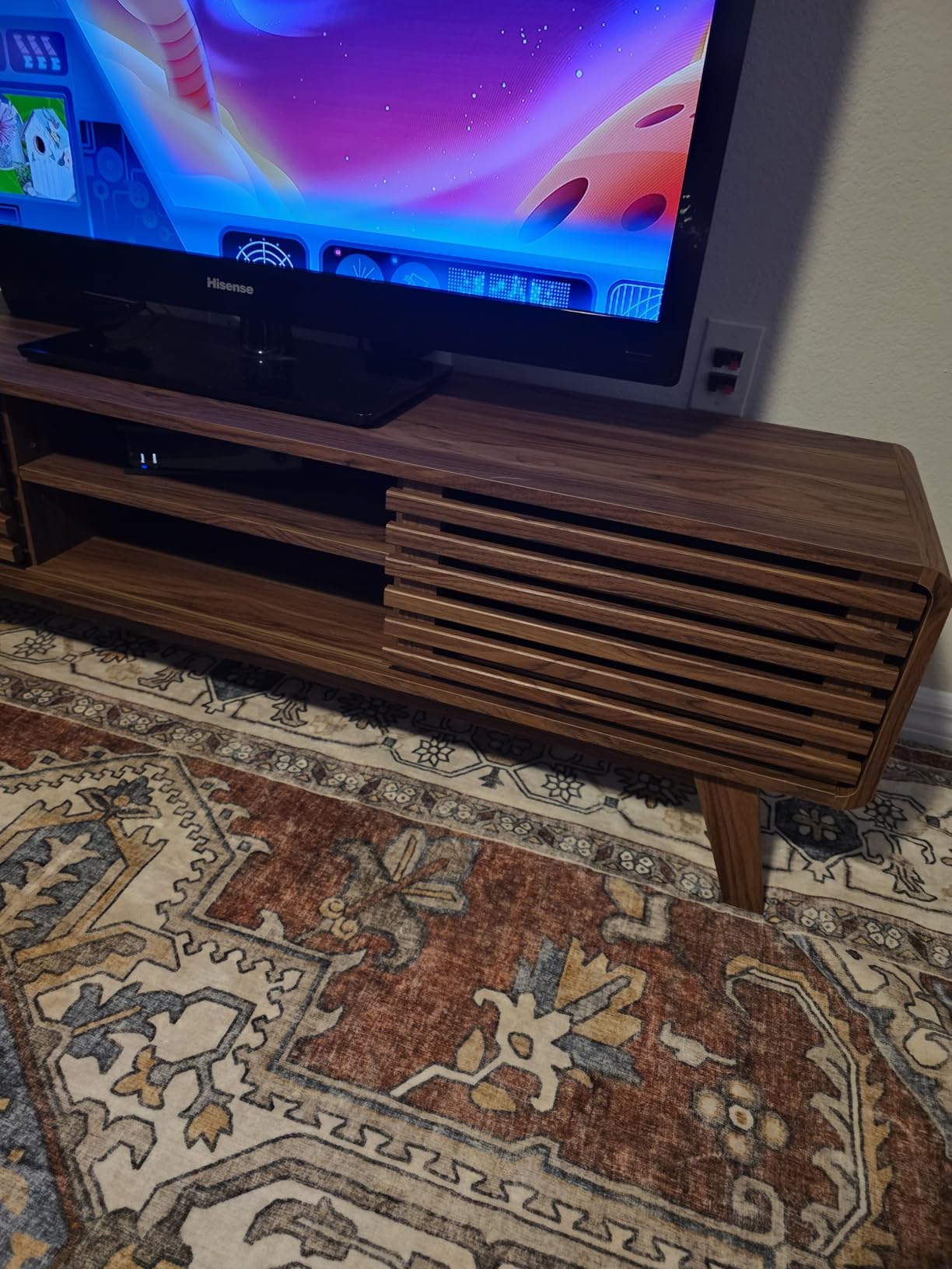 mopio Ensley TV Stand, Mid Century Modern for 55/60/65 inch TV, Farmhouse TV Stand, Entertainment Center with Storage, TV and Media Console for Living Room (Walnut, 59 inch Low) customer photo 1