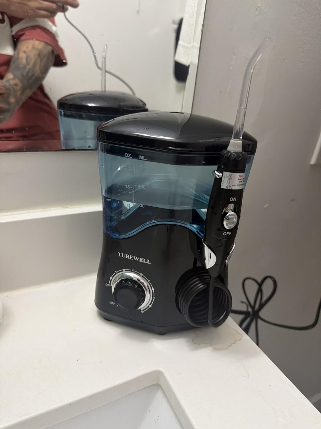 TUREWELL Water Dental Flosser for Teeth/Braces, 600ML Large Water Tank Oral Irrigator, Black customer photo 1
