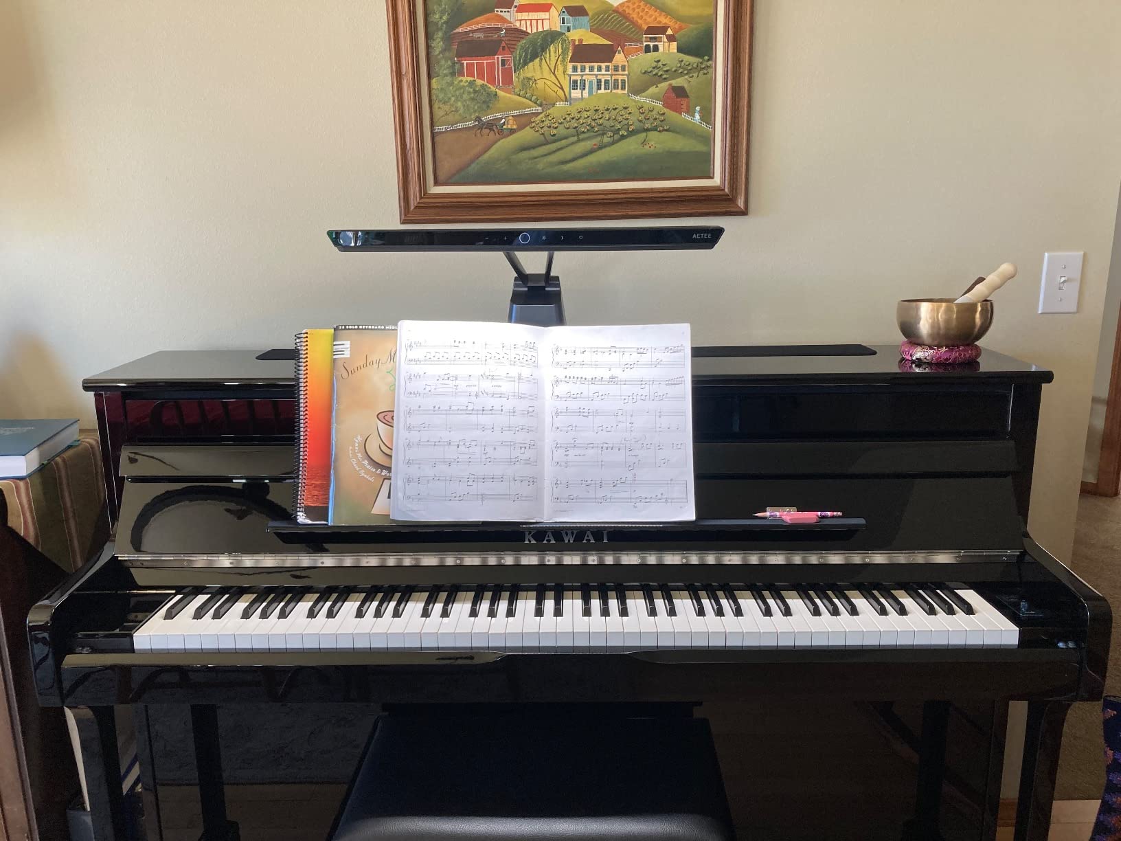 Professional LED Piano Lights for Upright Piano - Piano Lamps with Ambient Light, Favorite Mode, Eye-Care, 5 Levels Color Temperatures, 5 Levels Dimming, Steady Base, Black (Updated Version) customer photo 1