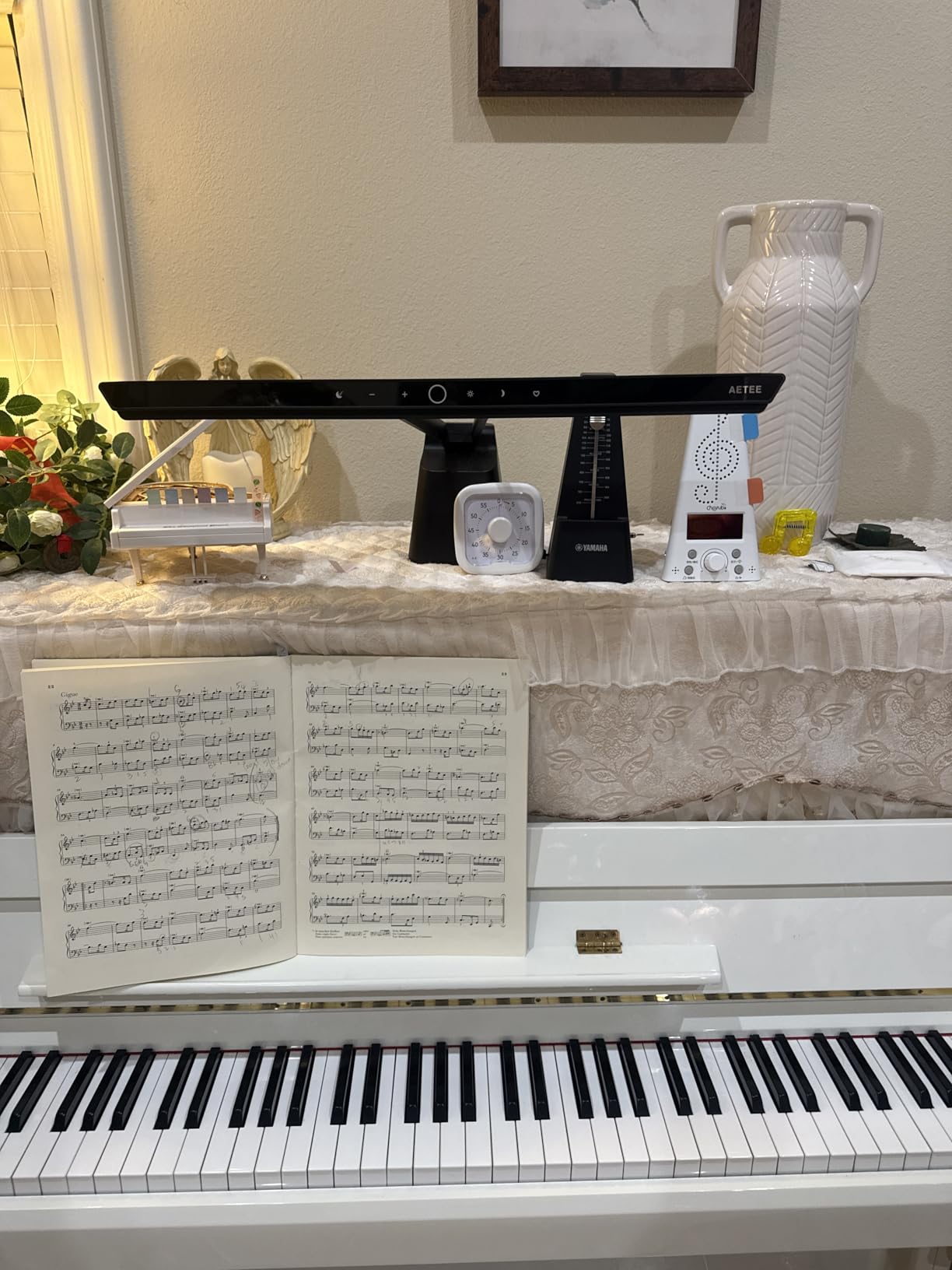 Professional LED Piano Lights for Upright Piano - Piano Lamps with Ambient Light, Favorite Mode, Eye-Care, 5 Levels Color Temperatures, 5 Levels Dimming, Steady Base, Black (Updated Version) customer photo 2