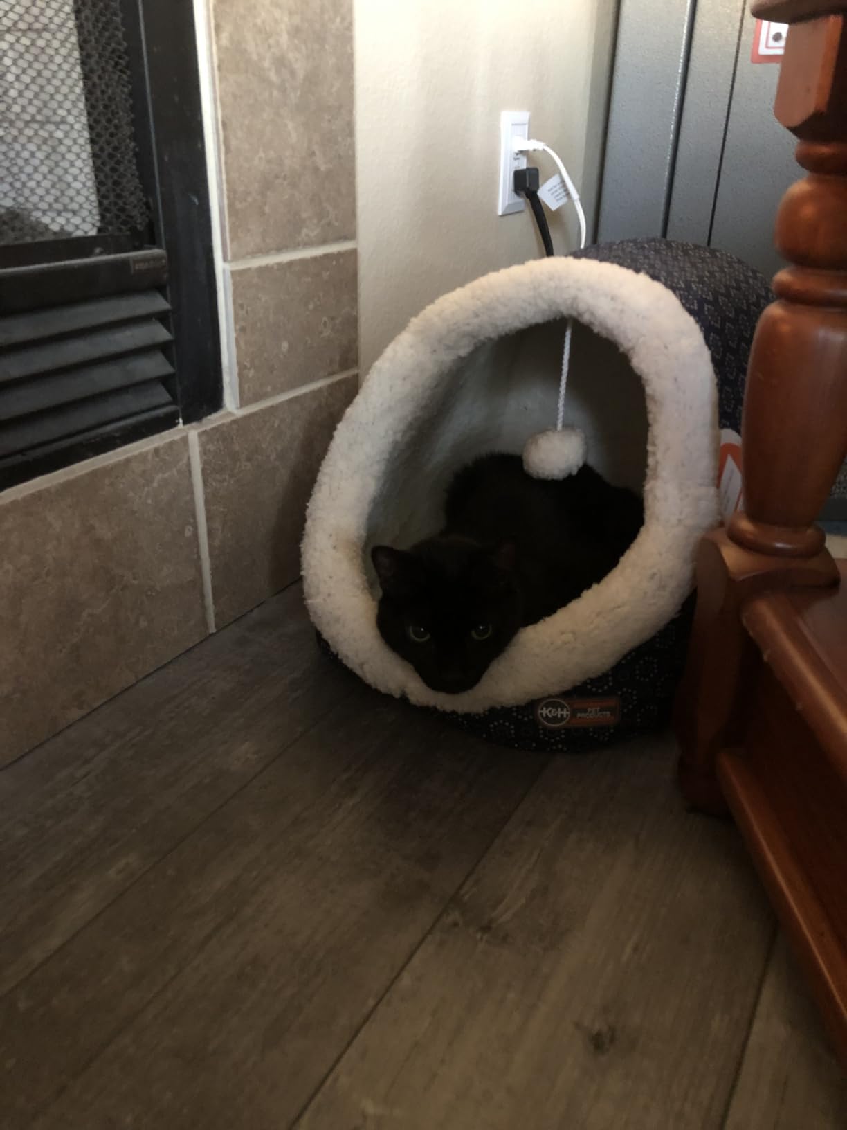 K&H Heated Cat Bed, Thermo-Pet Cave Indoor, Safety Listed, 4W, Gray, Removable Waterproof Cat Heating Pad, Heated Pet Bed for Dogs & Cats, Covered Cave Pet Tent, Collapsible, Machine Washable customer photo 2