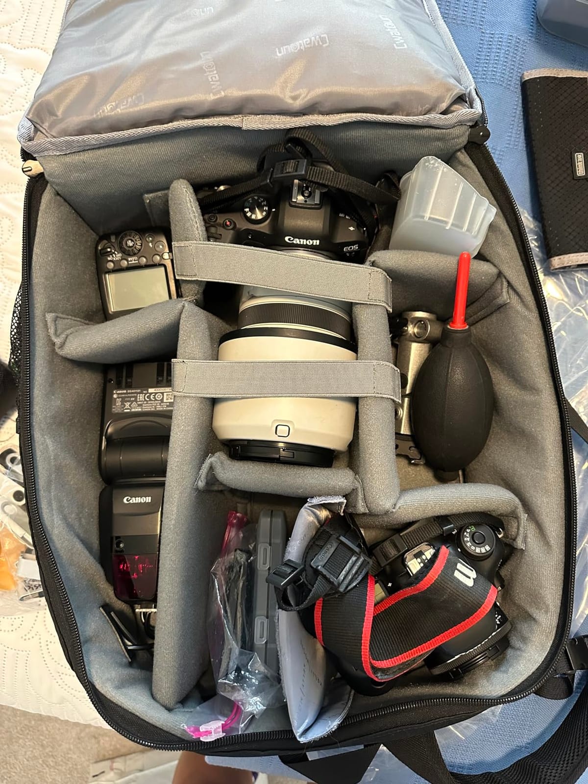 Cwatcun Camera Backpack Trolley Case Bag with Tripod Holder Anti-Theft Waterproof Camera Bag fits 15.6' Laptop for Canon Nikon Sony DSLR SLR Camera for Women Men Photographer customer photo 2