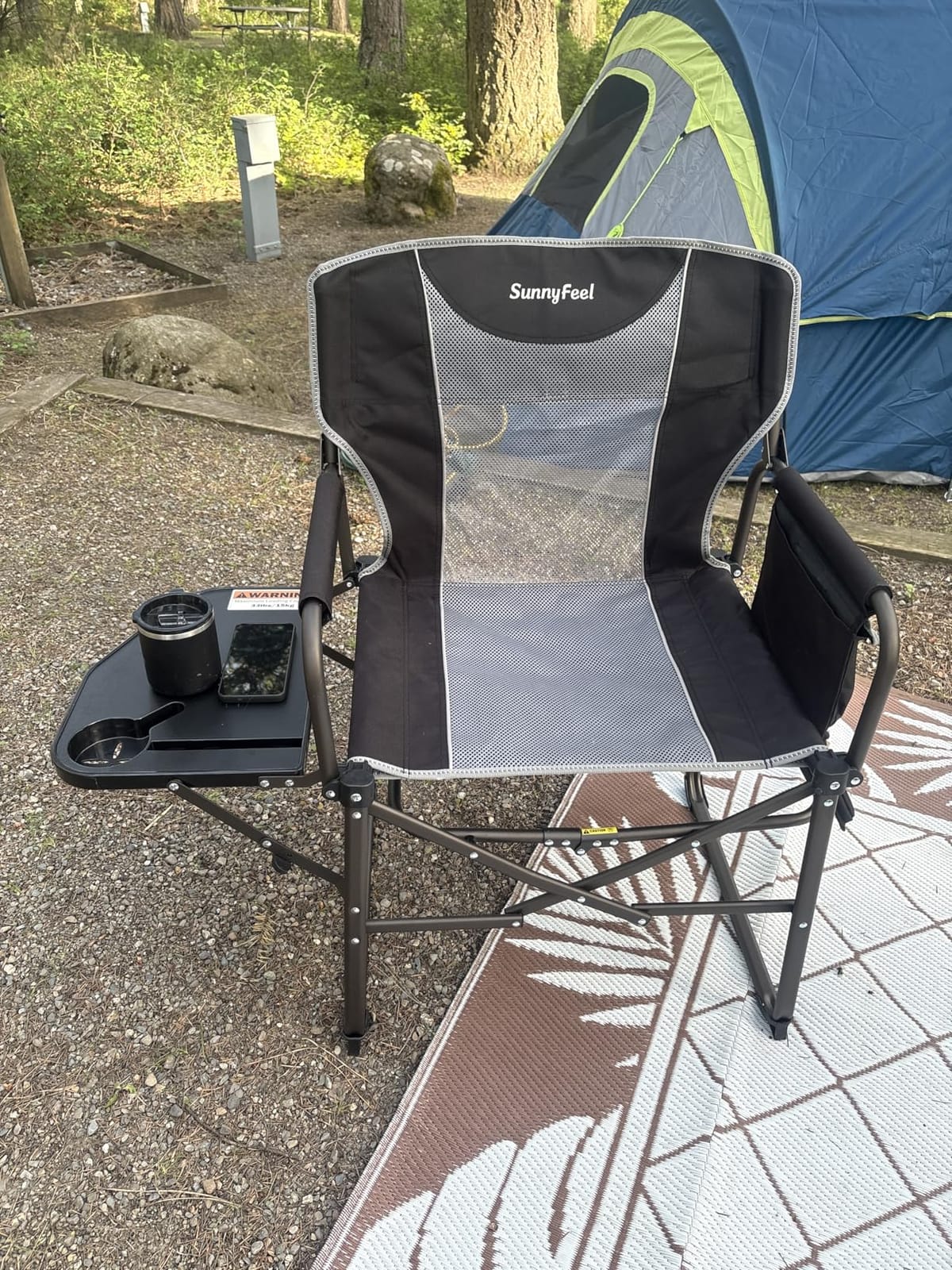 SUNNYFEEL Oversized Camping Chair Portable Directors Chairs with Side Table | Heavy Duty Folding Lawn Chair for Adults 300LBS customer photo 1