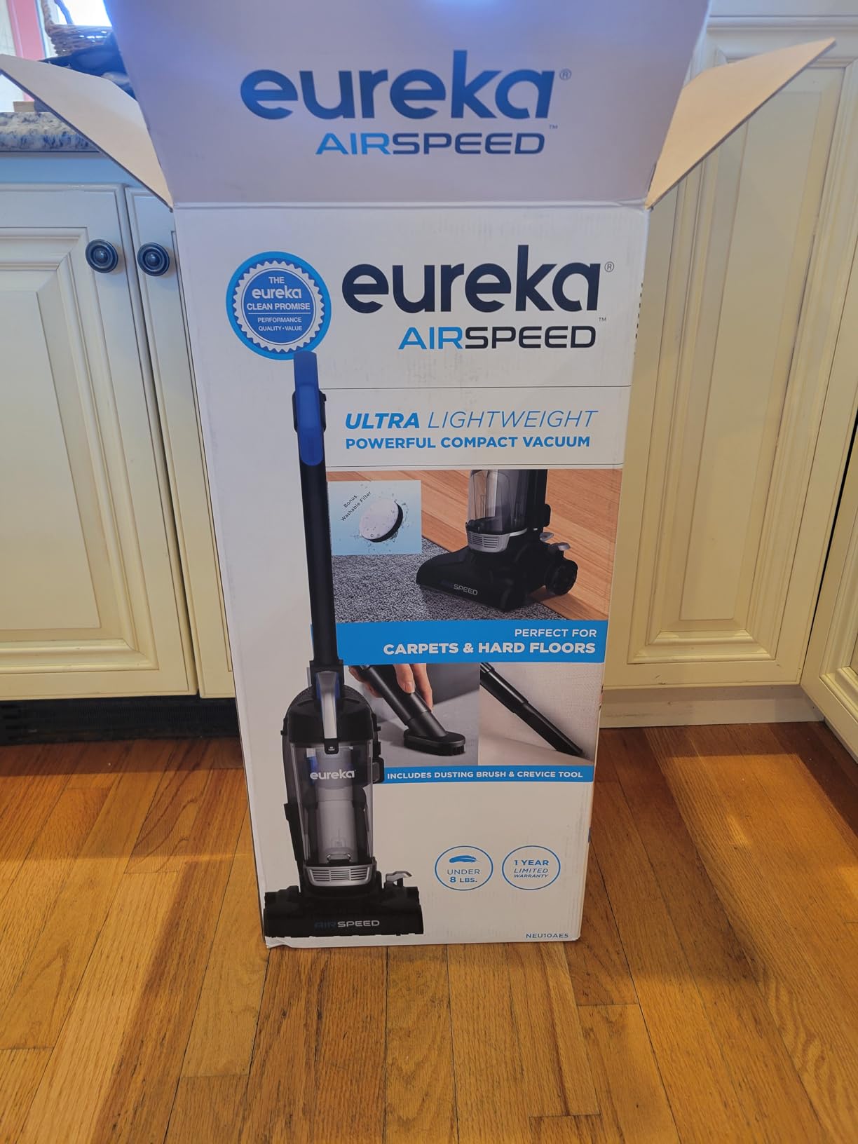Eureka Vacuum Cleaners for Home, Airspeed Ultra-Lightweight, NEU10AE5 | Senior-Friendly 7.7 lb Pet Hair Upright Vacuum, Carpet & Hard Floor, Brush, Crevice Tool, Washable Filter, Blue customer photo 1