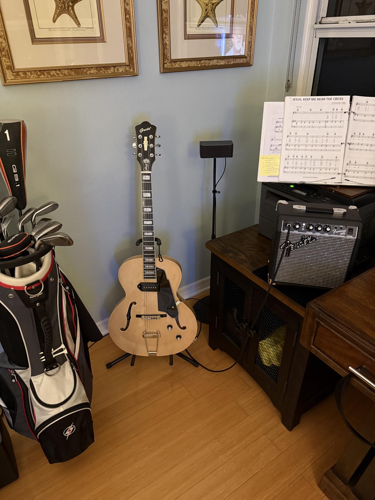 GROTE Jazz Electric Guitar Hollow Body Chrome Hardware P90 pickup (Vintage Sunburst) customer photo 2