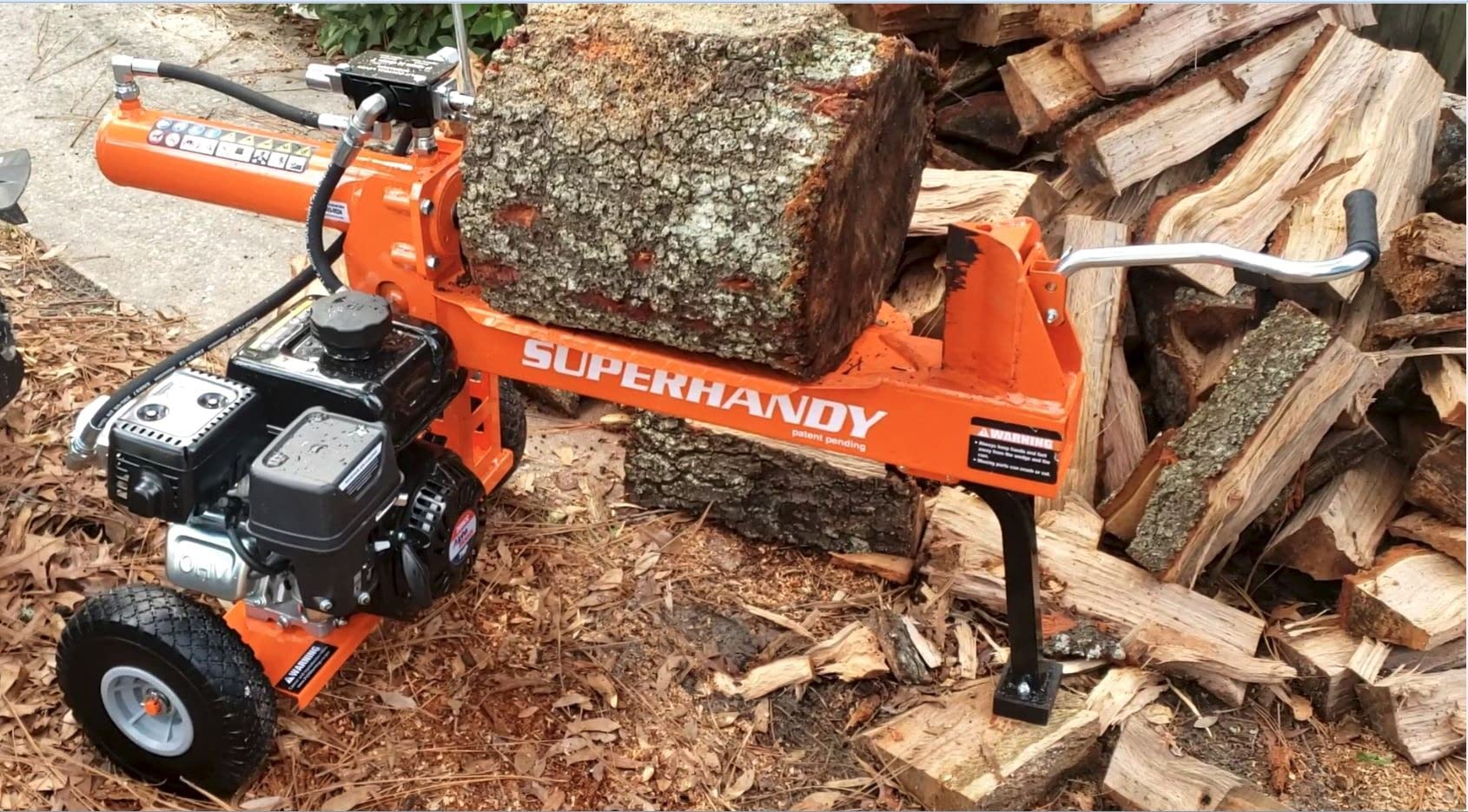 SuperHandy Log Splitter Portable 20 Ton Rapid Auto Return Ram System Bucher Gear Pump 7HP Engine Horizontal Full Beam Steel Wedge Firewood Splitting Forestry Harvesting | for firewood, cabins and seasonal wood prep; auto-return ram helps keep splitting cycles moving; Firewood Splitter customer photo 2
