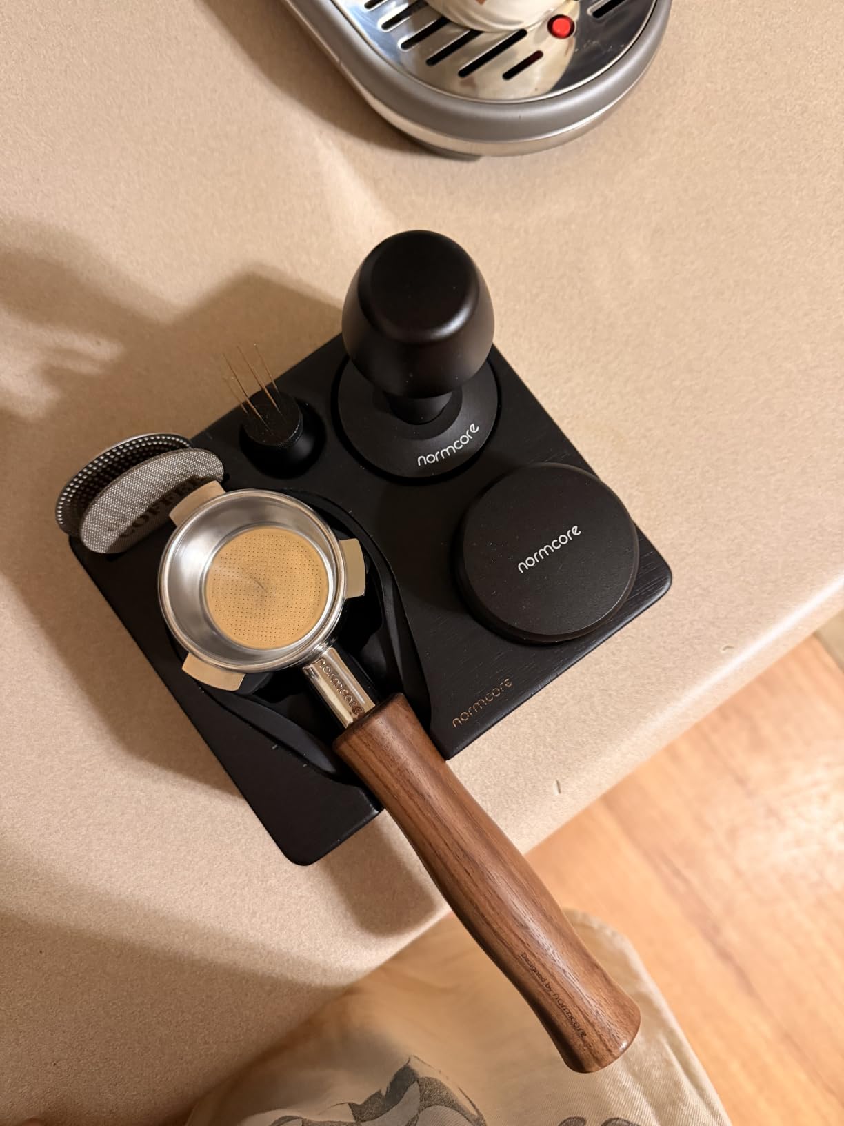 Normcore V4 Coffee Tamper 53.3mm - Spring-Loaded Tamper - Barista Espresso Tamper with 15lb / 25lb / 30lbs Replacement Springs - Anodized Aluminum Handle and Stand - Flat Base, Black customer photo 2