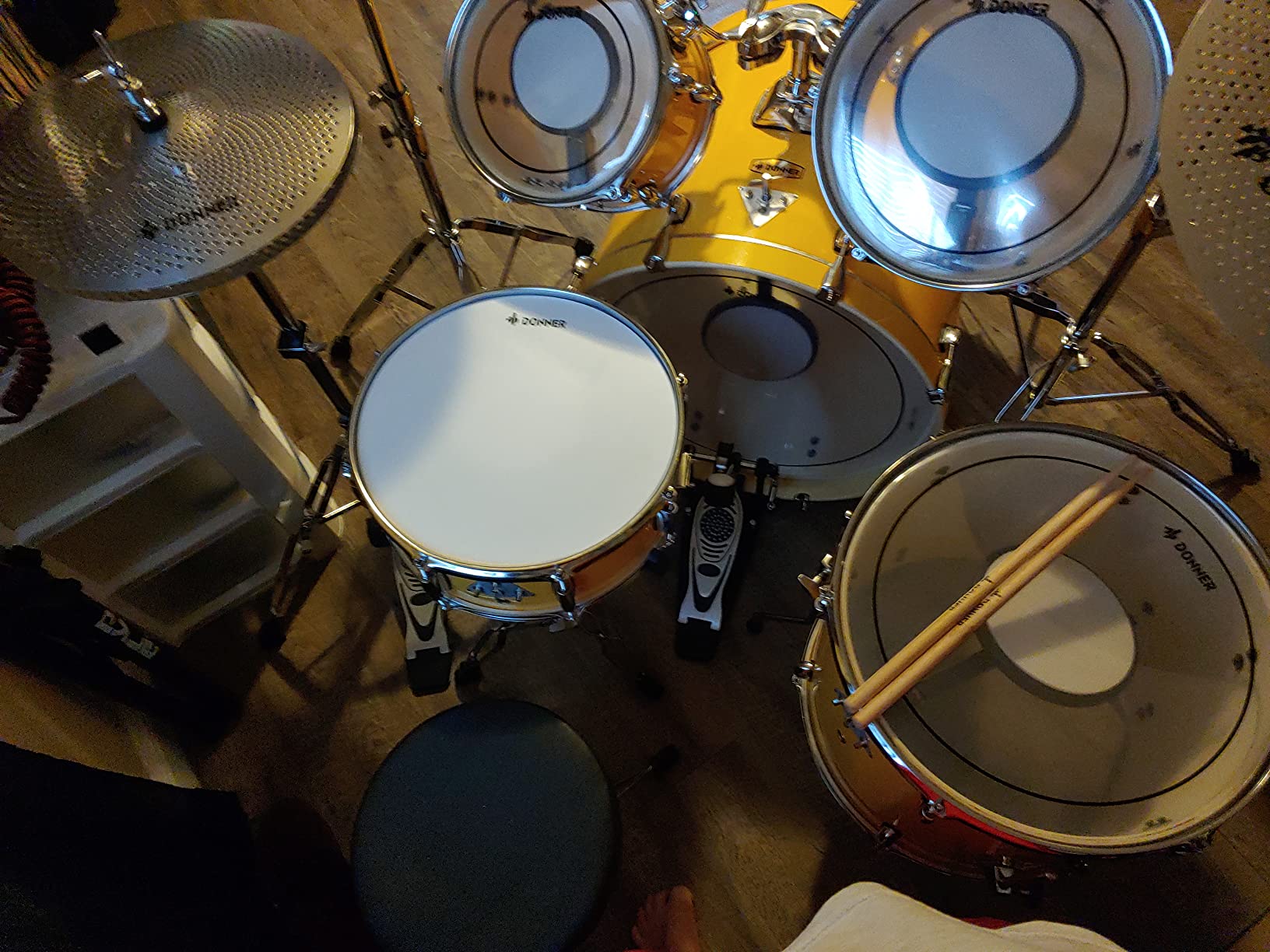 Donner Drum Set Adult with Practice Mute Pad,5-Piece 22 inch Full Size Acoustic Drum Kit, Black- DDS-520 customer photo 1