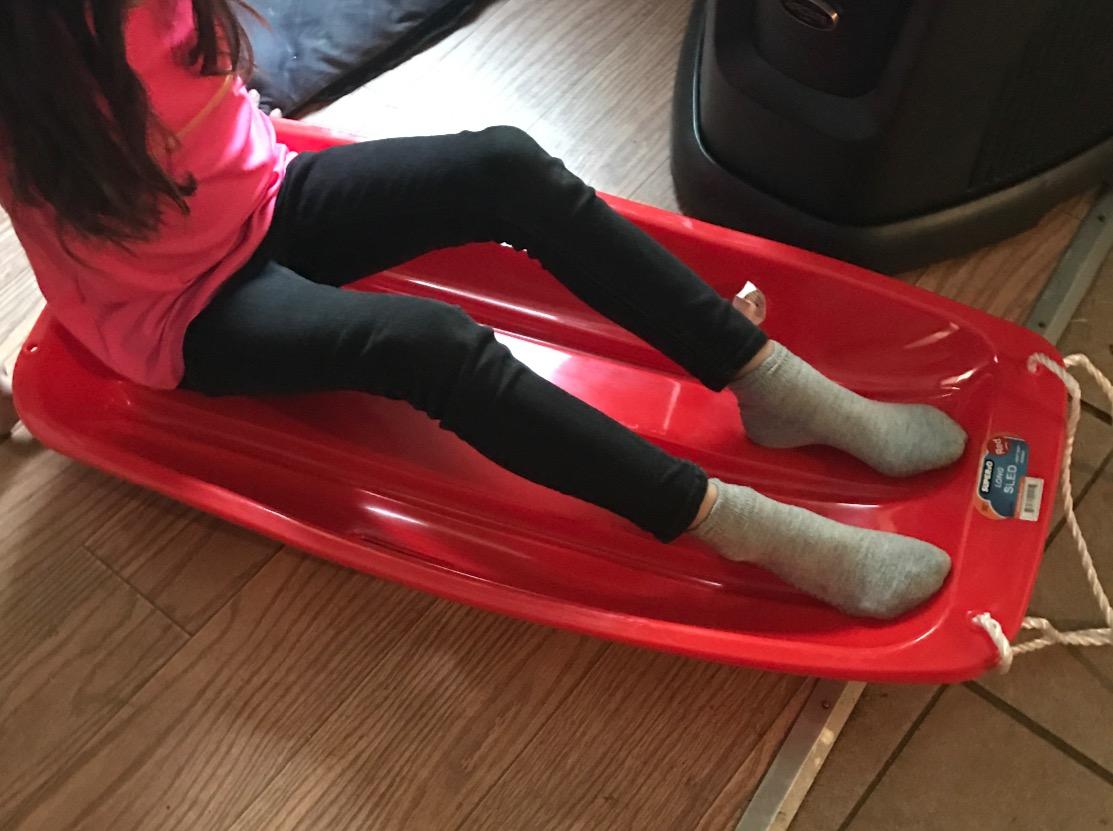 Superio Toboggan Snow Sled for Kids and Adults, Heavy Duty Plastic Slider with Handles and Hole for Pull Ropes- Kid and Adult Winter Fun customer photo 2