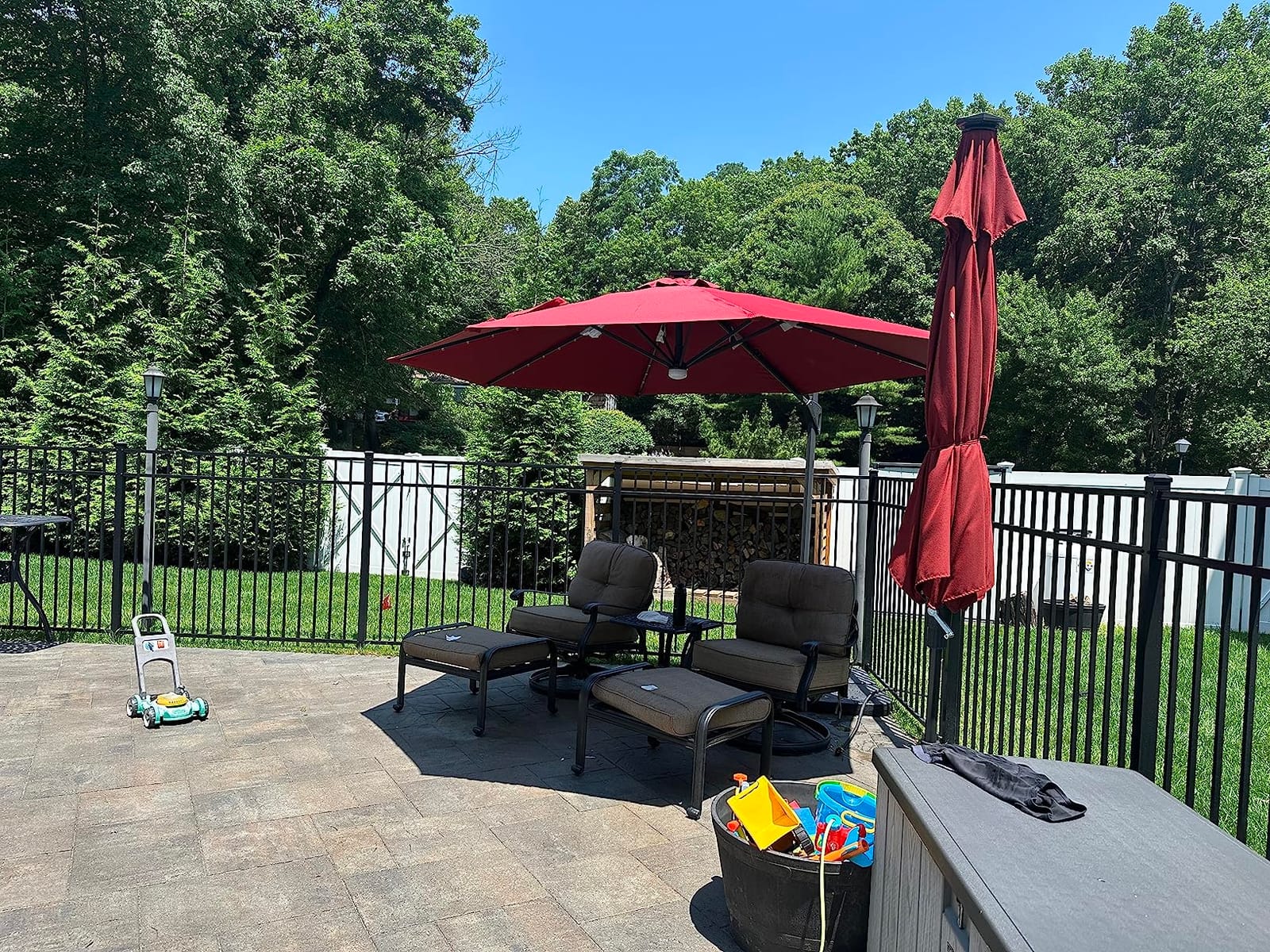 Best Choice Products 10ft Solar LED Cantilever Patio Umbrella, 360-Degree Rotation Hanging Offset Market Outdoor Sun Shade for Backyard, Deck, Poolside w/Lights, Easy Tilt, Cross Base - Tan customer photo 1