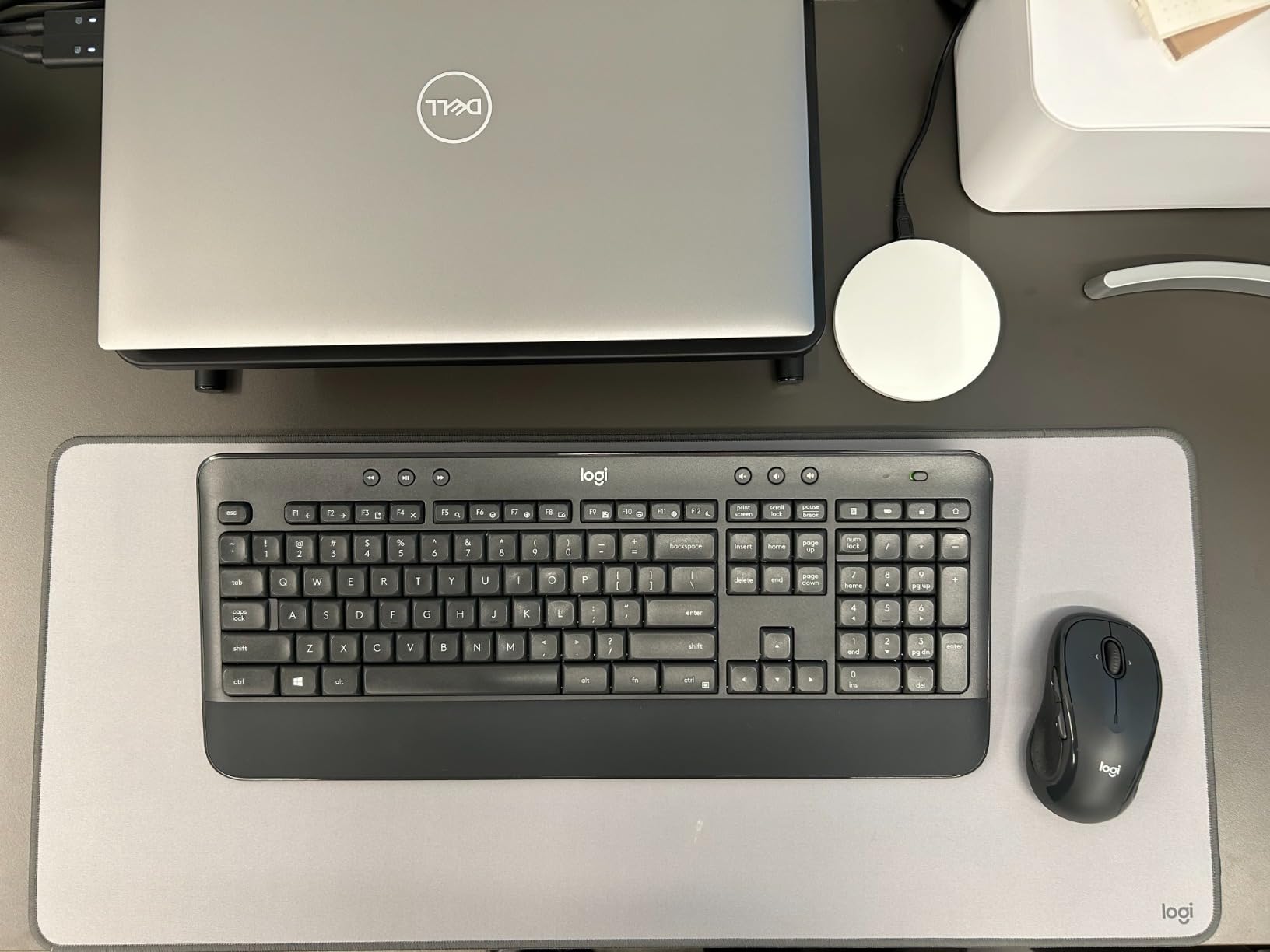 Logitech Desk Mat - Studio Series, Multifunctional Large Desk Pad, Extended Mouse Mat, Office Desk Protector with Anti-Slip Base, Spill-Resistant Durable Design, in Mid-Grey customer photo 2