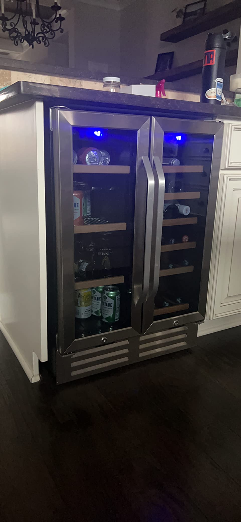 Wine and Beverage Refrigerator, 24 Inch Dual Zone Fridge with Glass Door, Built-In Cooler with Powerful and Quite Cool System/18 Bottles and 88 Cans Capacity Beverage Cooler customer photo 1